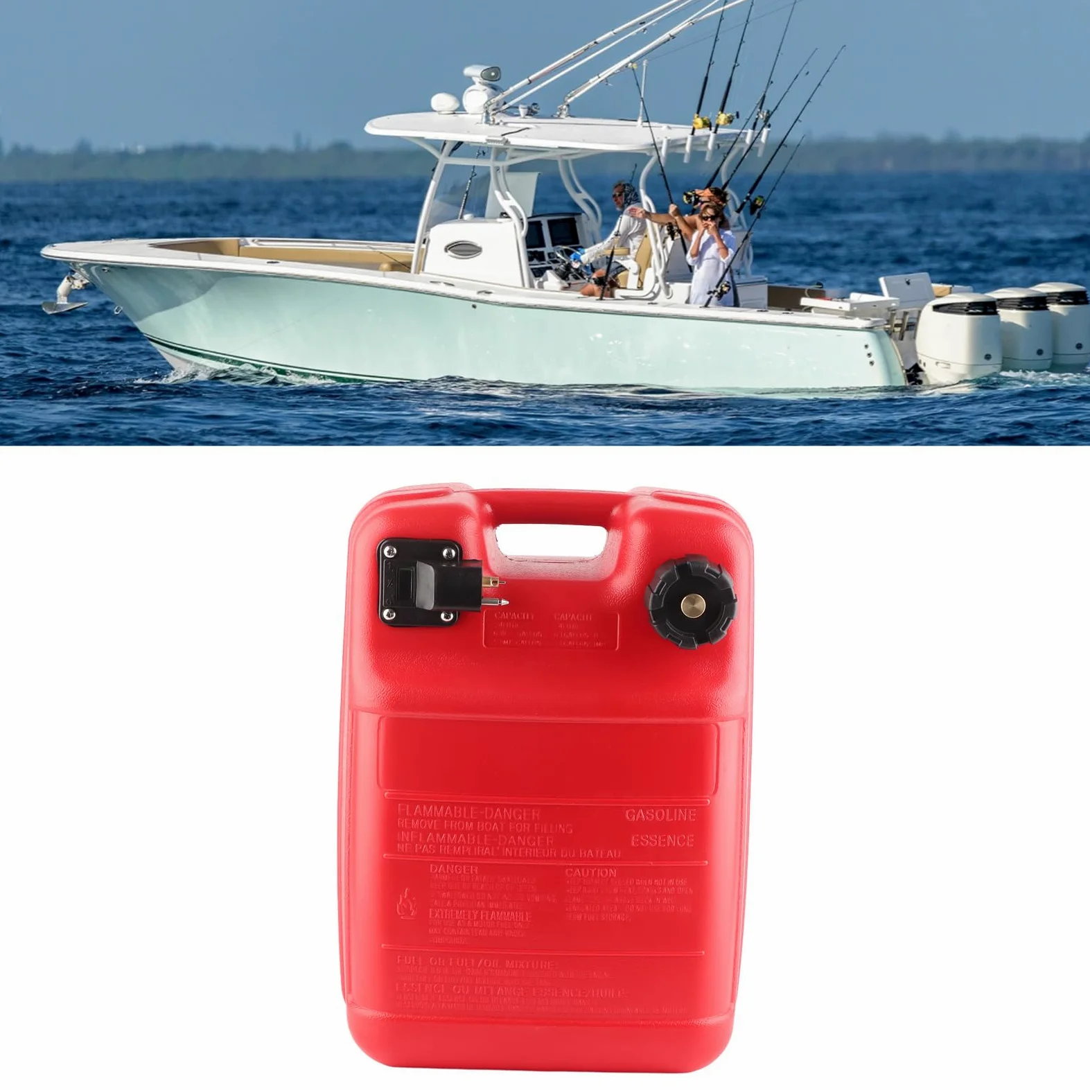 Depósito de para Barcos 24L Portátil con Diseño de Escape Repuesto para Tanque de Marino para Motores Fueraborda Compatible con Varios Modelos