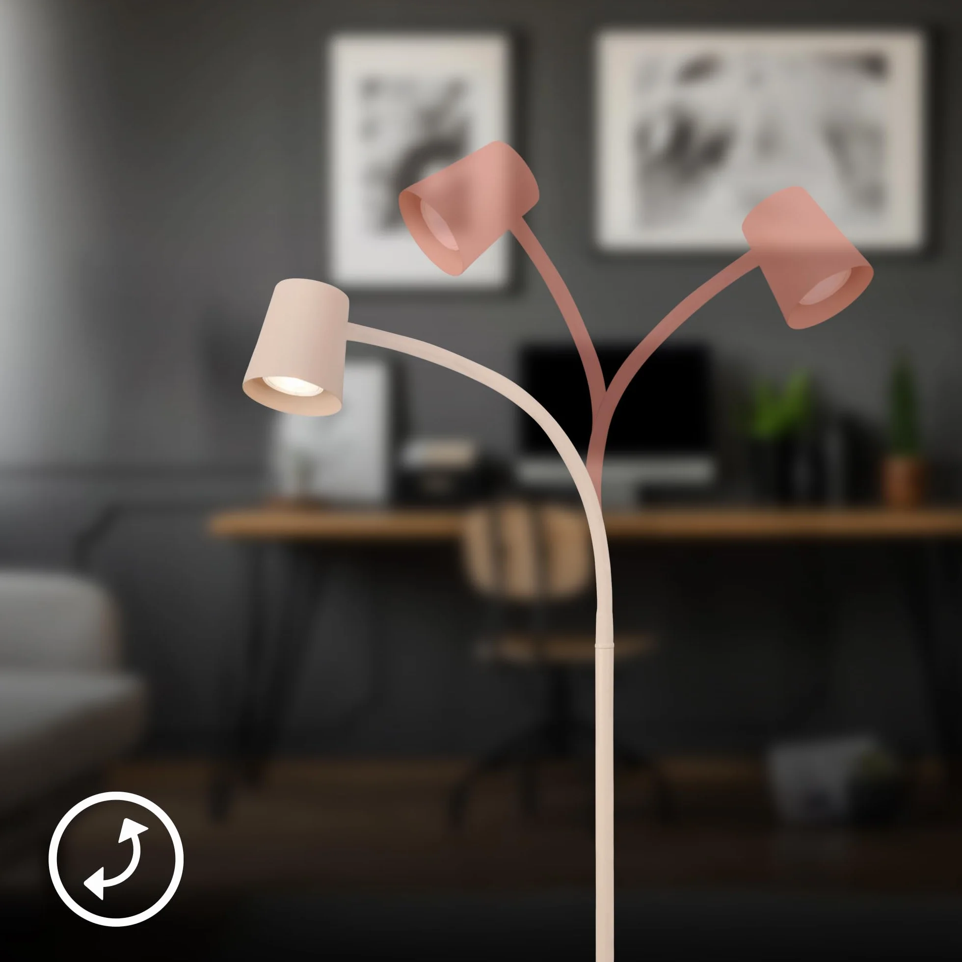 Briloner Lámpara de Pie LED Giratoria 127.5cm Luz Lectura Beige
