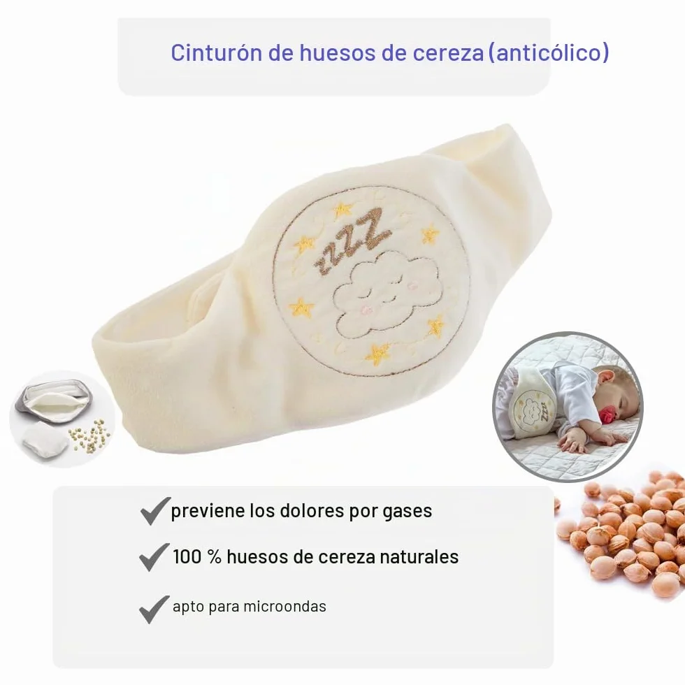 Babyjem Cojín de huesos de cereza térmico ajustable para bebés 100% algodón
