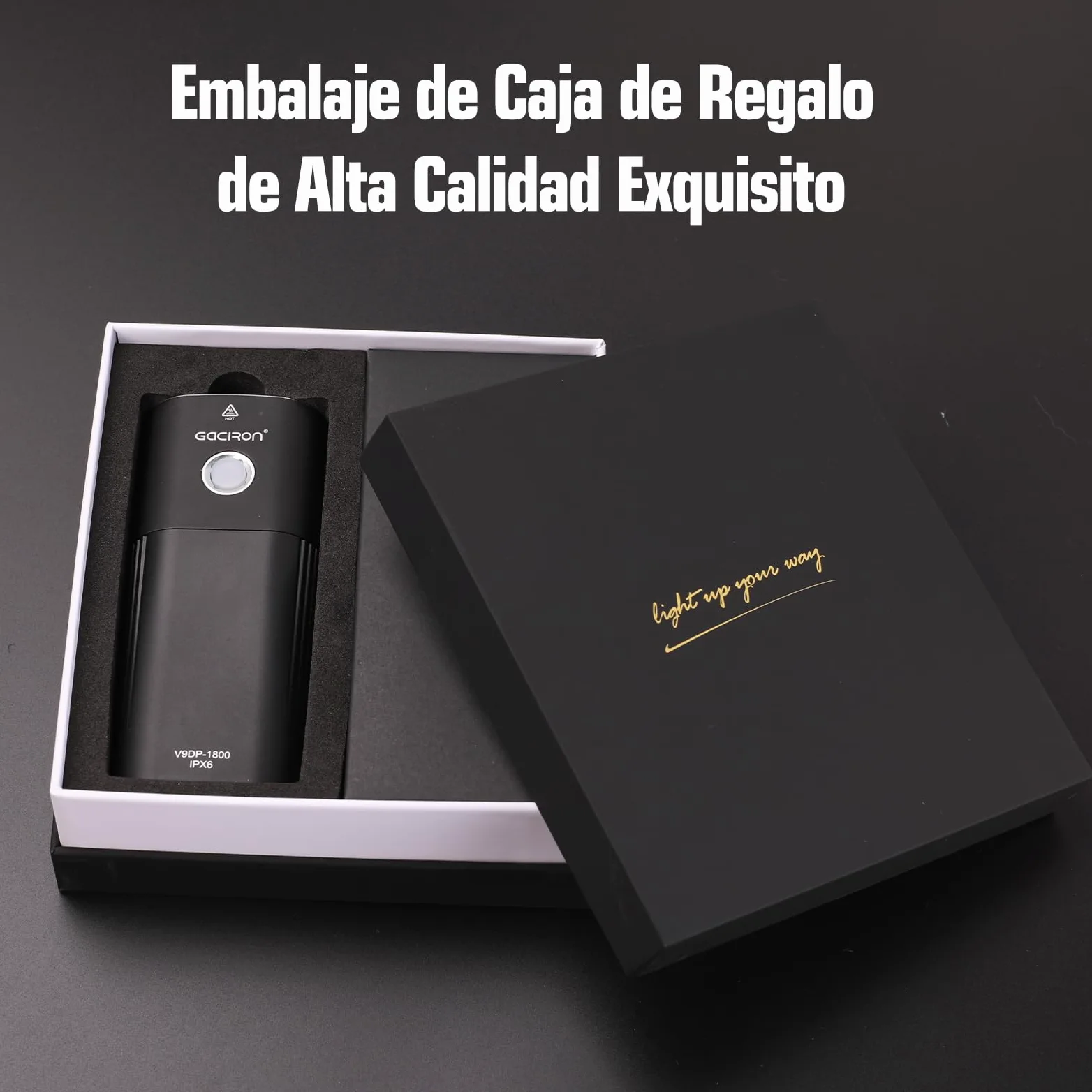 Gaciron V9DP luz Bicicleta Delantera,con función de Control Remoto con Cable,6 Modo de Brillo,luz Delantera Bicicleta Potente led con 6700mAh función de energía móvil,Luz Bicicleta de Aluminio