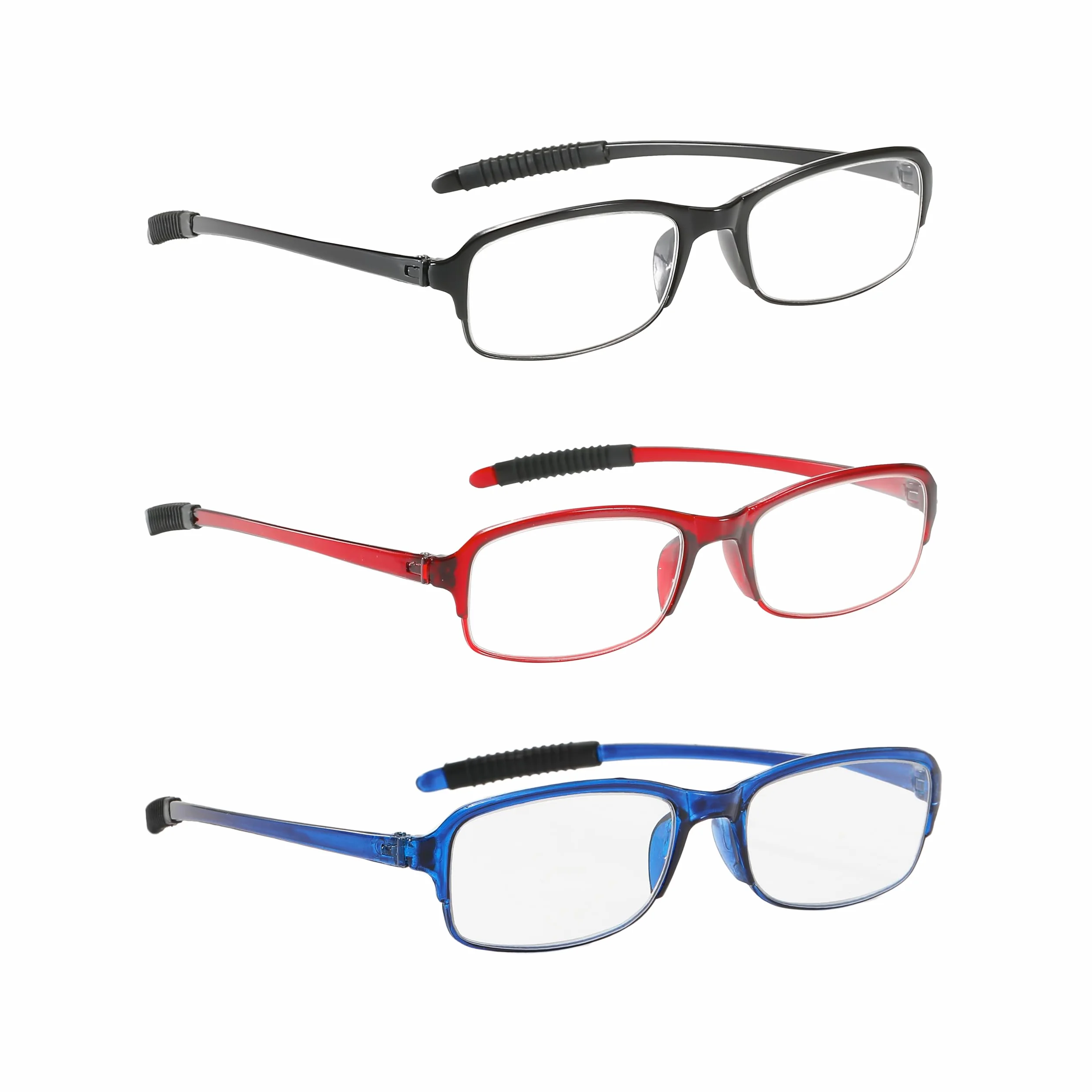 PROFLEX Gafas de lectura flexibles paquete de 3, antichoques, antiarañazos, graduación +1,0 a +4,0