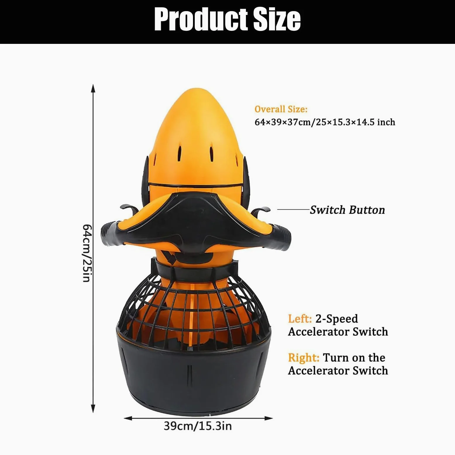 Scooter Submarino, Refuerzo de Buceo, hélice de Agua de Doble Velocidad, Pantalla de Velocidad Ajustable, Adecuado para Piscinas, Buceo y Aventuras en el mar,500W