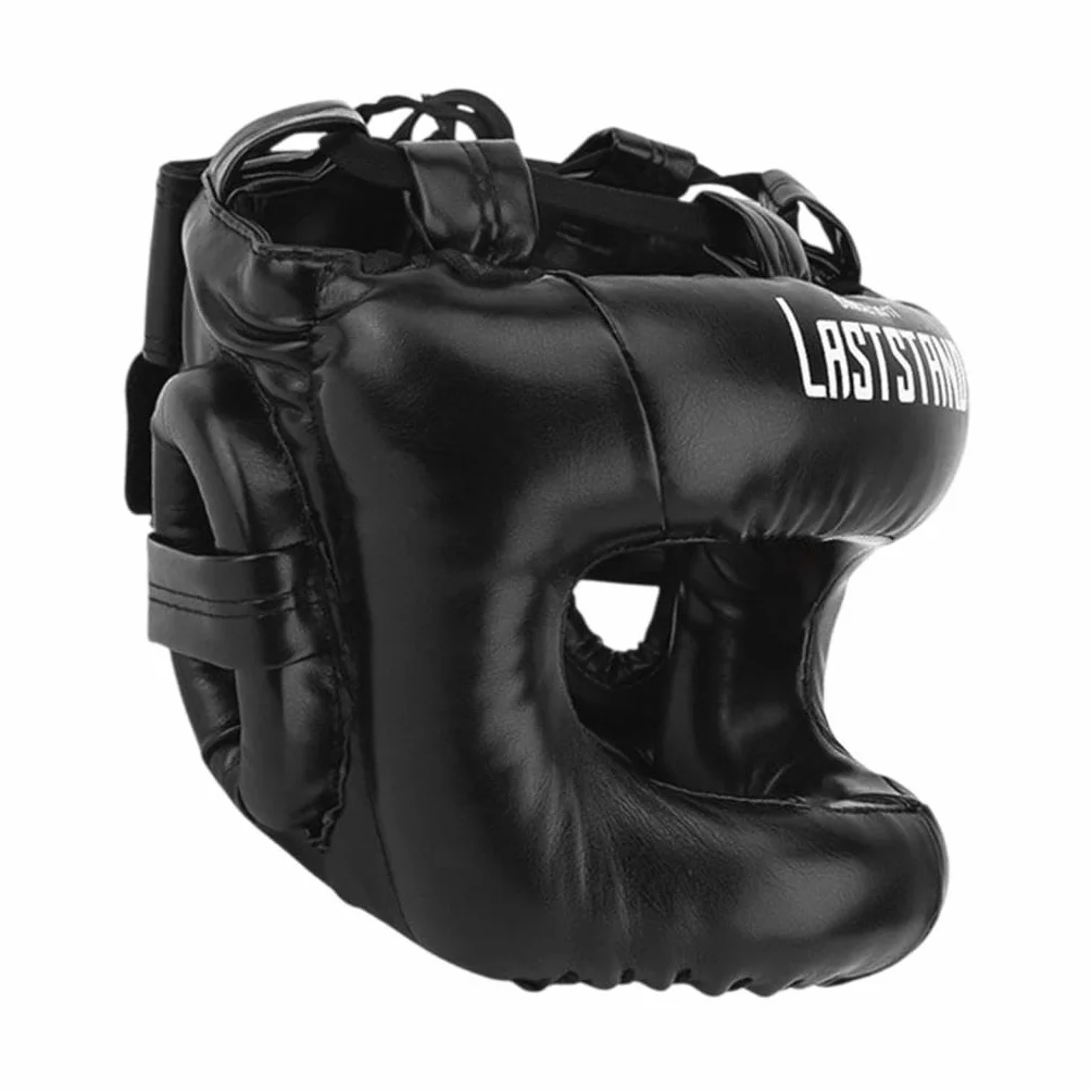 Casco de Boxeo para Adultos Ajustable Negro Kickboxing MMA