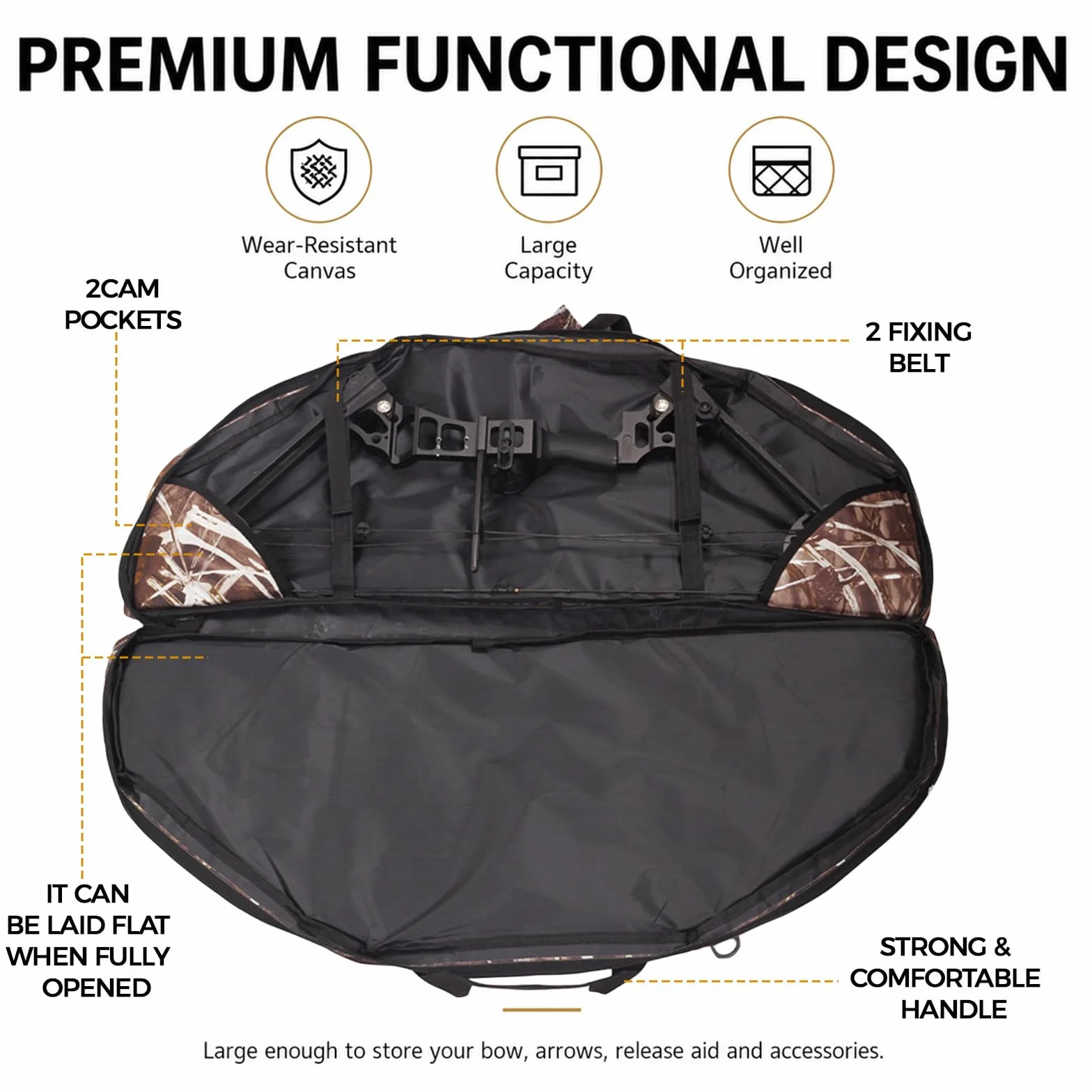 Bolsa de arco con múltiples bolsillos, bolsa de arco compuesto con correas, bolsa de transporte para arco con bolsillo para flechas para caza