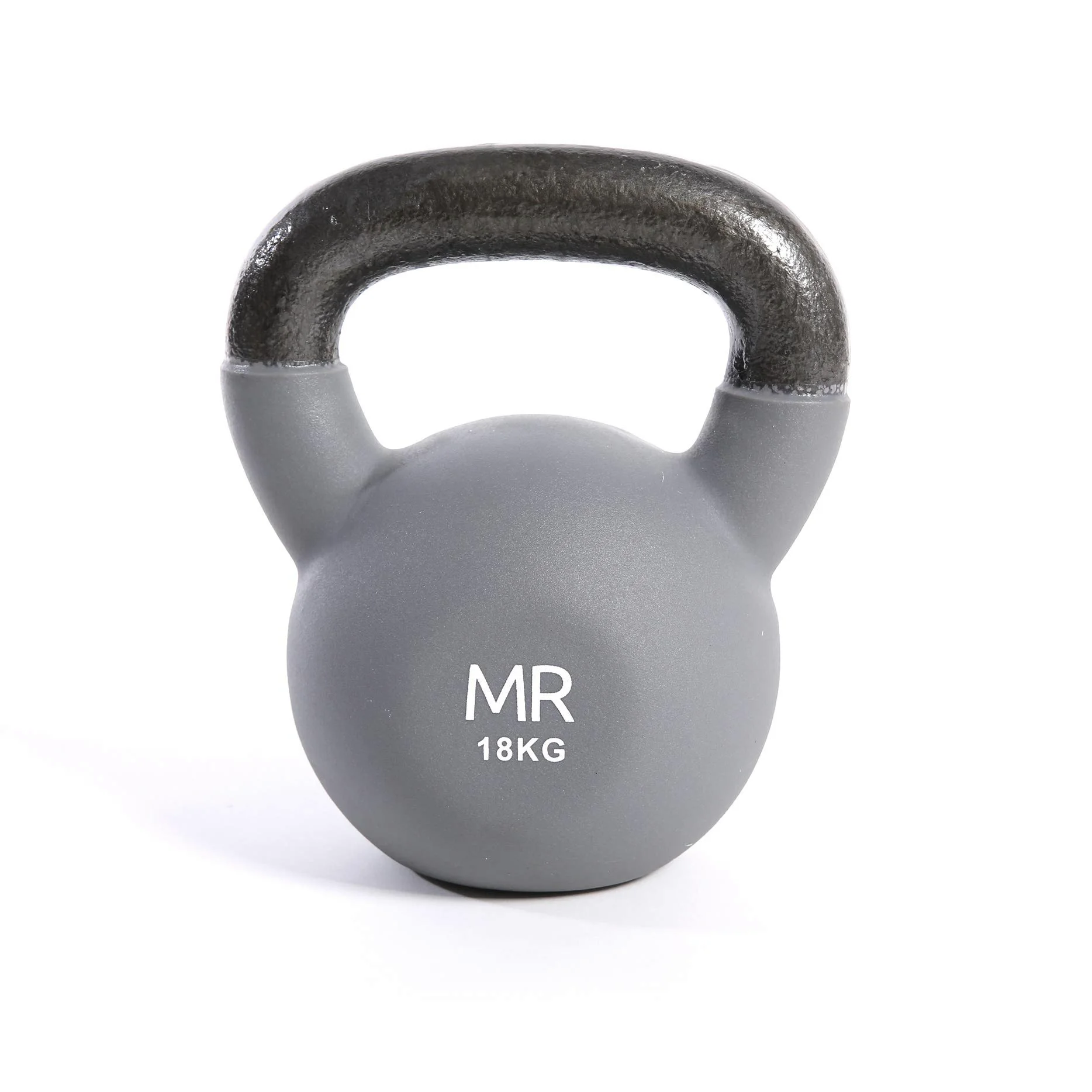 FitAndFun Rebecca Mobili Peso Gimnasio Kettlebell, Revestimiento de Neopreno y Hierro Fundido Gris, Entrenamiento Resistencia Muscular, Deporte en Casa - Peso: 18 kg - Art. SP5034