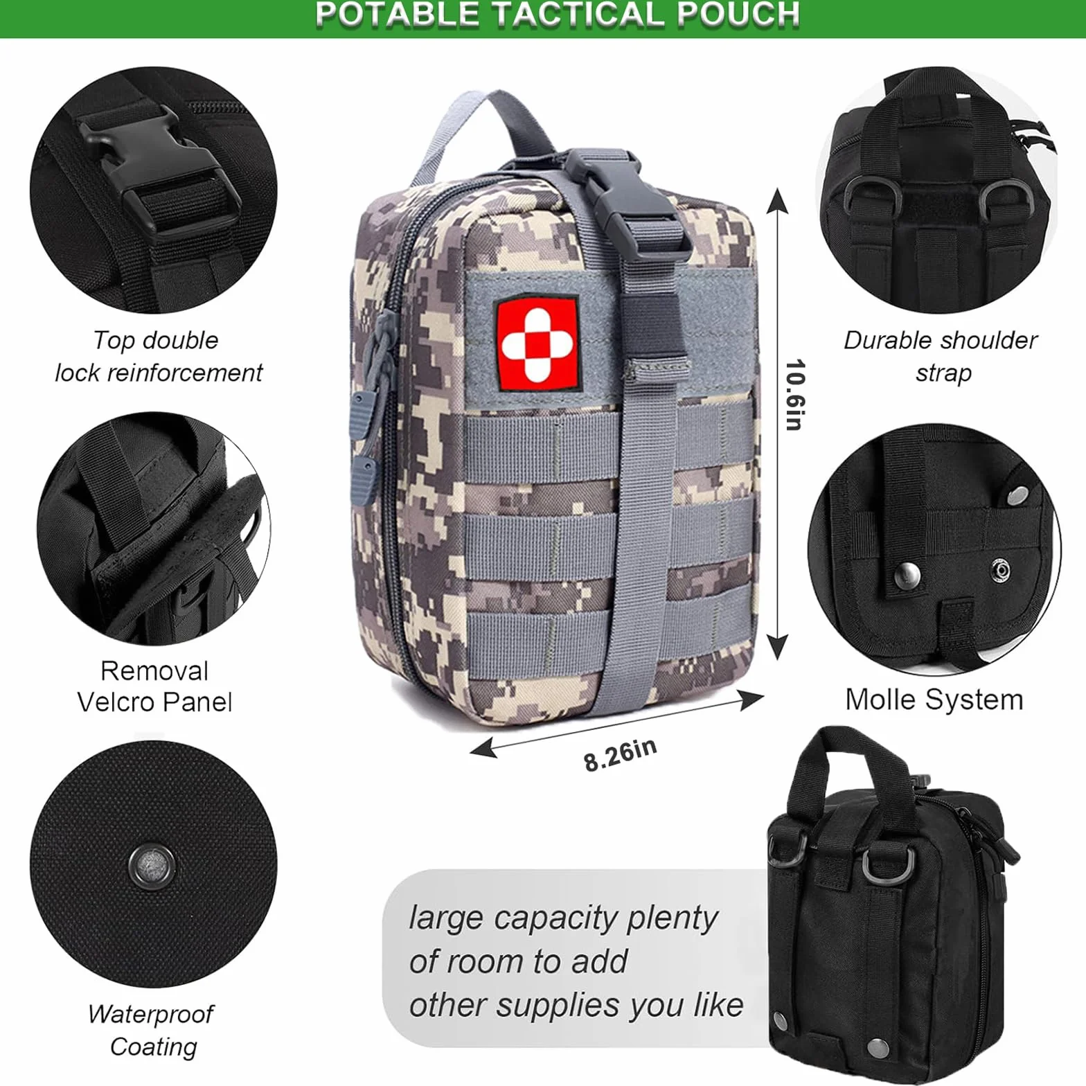 Kit de Supervivencia, Equipo de Emergencia con Filtro de Agua, Kit Supervivencia con Cuchillo de Caza, Kit de Primeros Auxilios para Viajar Caminar Acampar al Aire Montaña (Camuflaje)