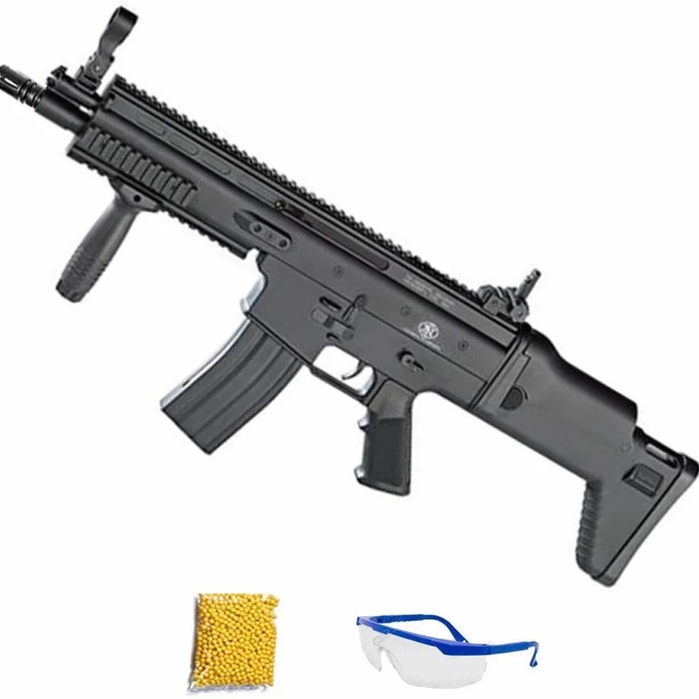 SPRING FN SPR Scar-L Negro | Fusil de Airsoft Calibre 6mm (Arma Larga de Aire Suave de Bolas de plástico o PVC). Sistema: Muelle, 0.9 Julios