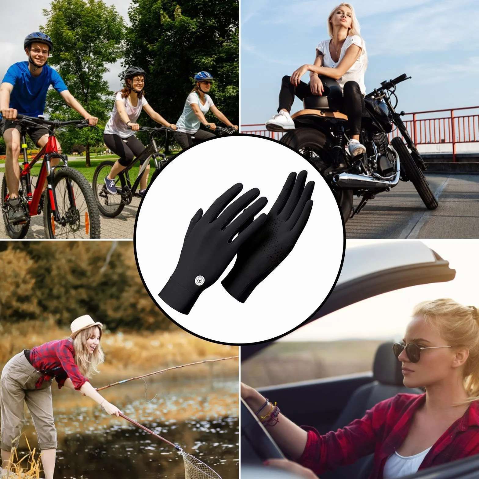 Guantes de protección solar, guantes transpirables con sensación de hielo, guantes de sol de pesca, guantes de kayak, equipo de remo, canoa, equipo profesional de protección UV UPF 50 Plus para