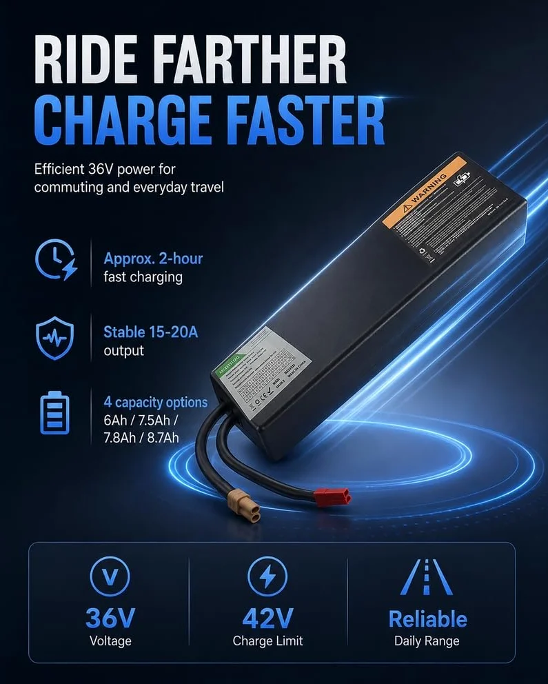 Batería de Scooter eléctrico de 36 V 6AH / 7.5AH / 7.8AH / 8.7AH Batería de Scooter eléctrico Reemplazo de batería de Accesorio para Scooter Incorporado,36v,8.7AH