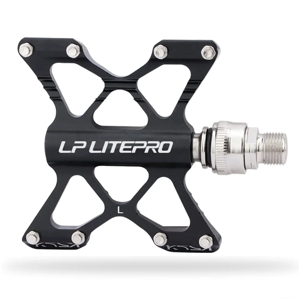 Pedal de liberación rápida para ciclismo, herramienta de bicicleta ampliada, antideslizante, ultraligera, aleación de aluminio, rodamientos sellados DU para plegable bicicleta de montaña (negro)