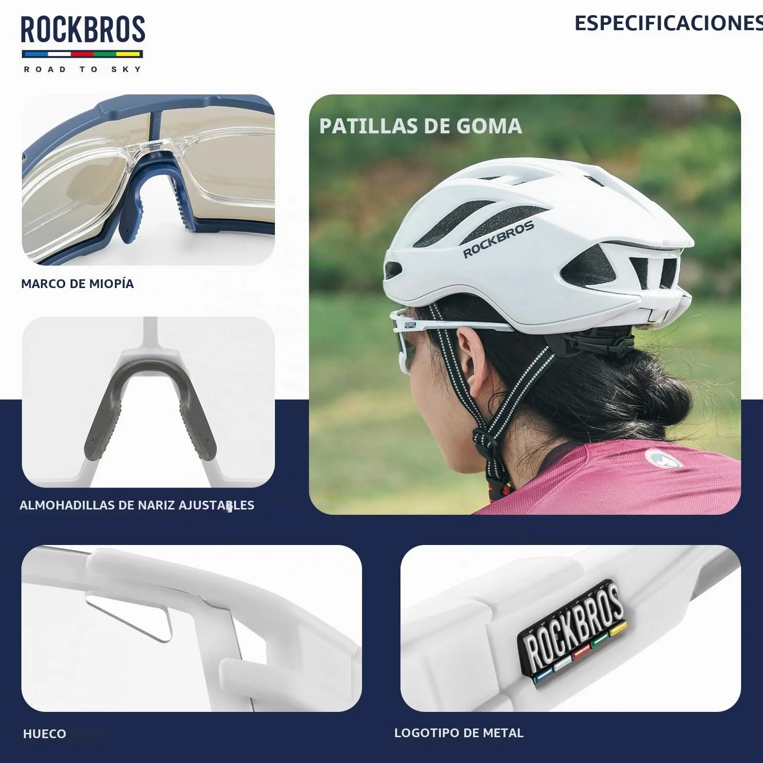 ROCKBROS Road to Sky Gafas de Ciclismo Fotocromáticas Protección UV400 Gafas Sol Deportivas Lentes Transparentes de MTB Bicicleta Running Golf para Hombre Mujeres
