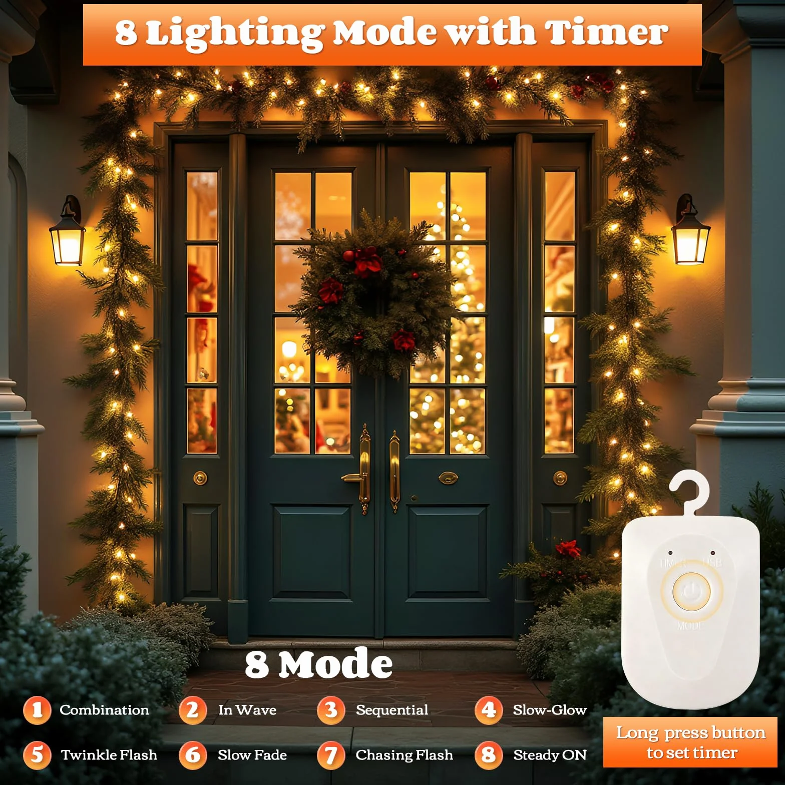 Yizhet Guirnalda Luces Recargable 6 Piezas 3m 30 Led Blanca Cálida IP65 Impermeable con Temporizador