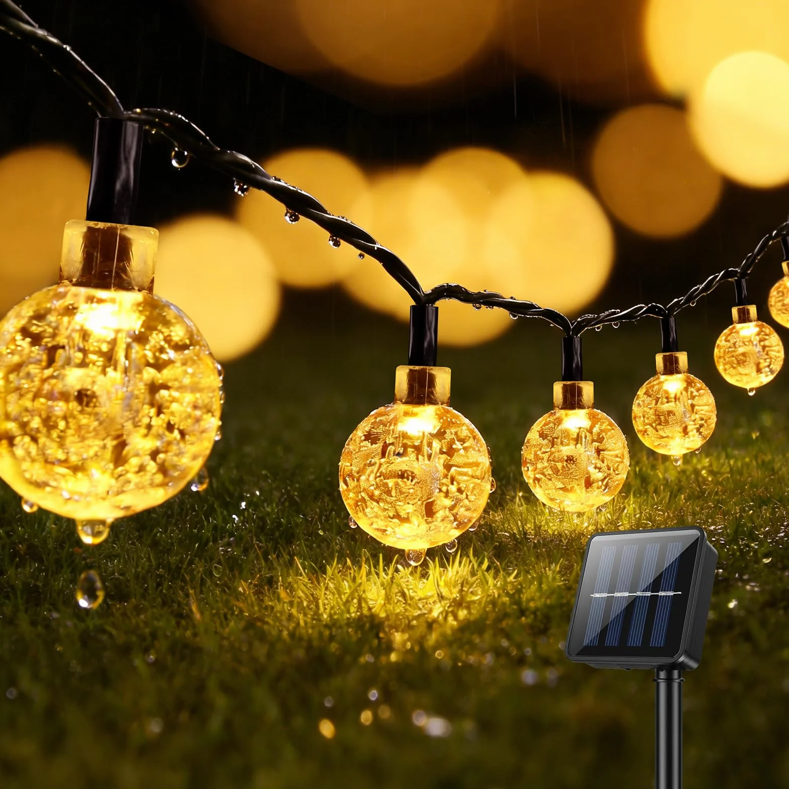 Suright Guirnaldas Luces Exterior Solar, 13M 60 LEDs, IP65 Impermeable, Cálido Blanco