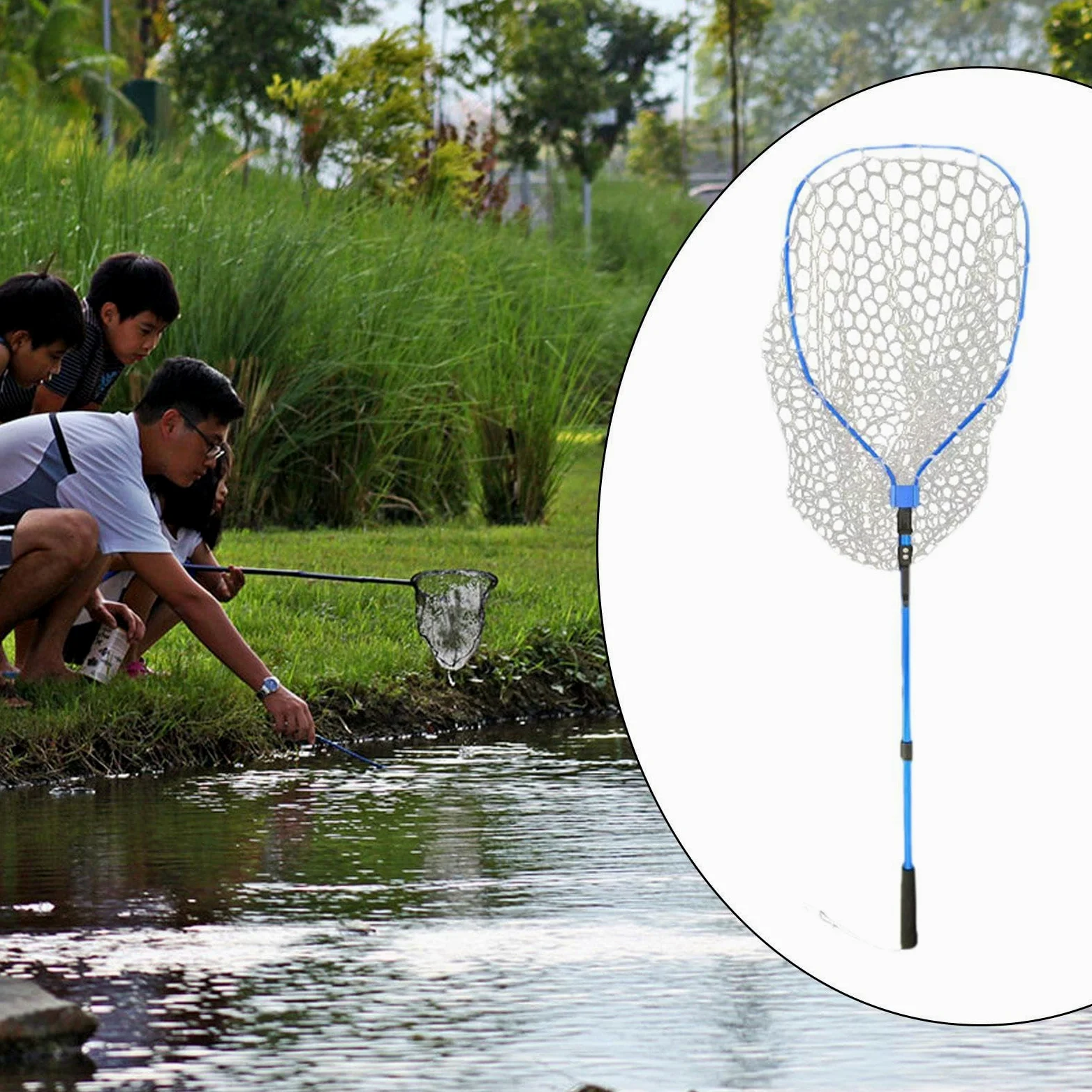 Red de Pesca Plegable de Secado Rápido con Agarre Antideslizante, Red para Liberar Peces para Hombres Y Mujeres Al Aire Libre.