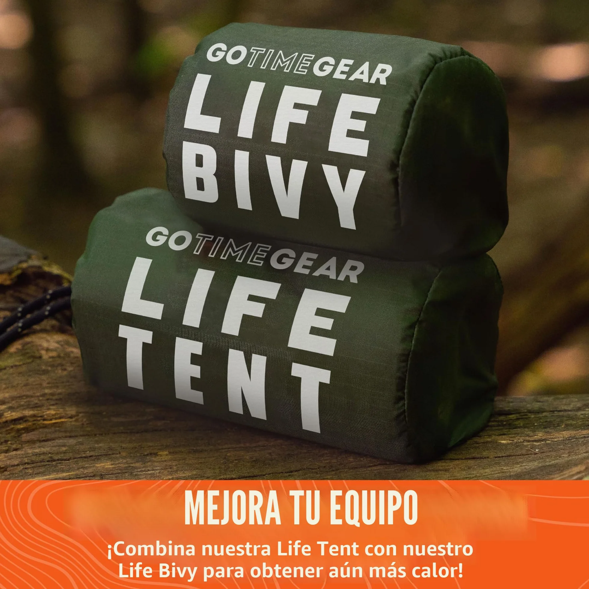 Go Time Gear Life Tent - Tienda de campaña de Supervivencia de Emergencia para 2 Personas, Uso como Tienda de Supervivencia, Refugio de Emergencia, Tienda de Tubo, Lona de Supervivencia, Incluye