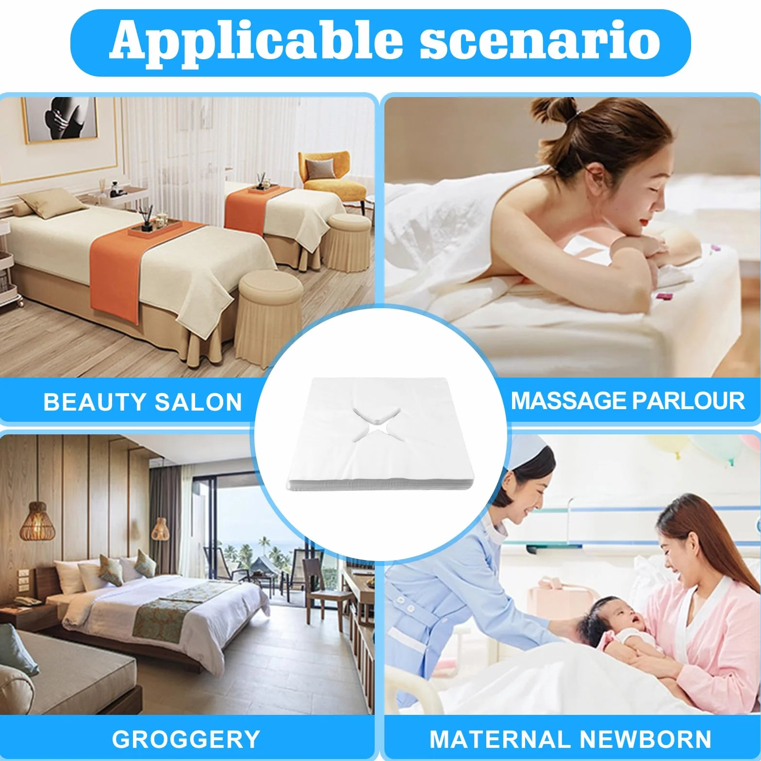 HOMURY 200 paños nasales engrosados 40x40 cm almohadillas faciales de tela no tejida fundas reposacabezas para camillas de masaje
