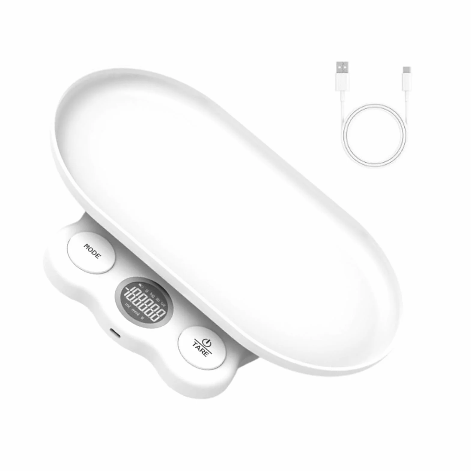 Báscula para bebés y mascotas con bandeja desmontable, bloqueo automático, 5 kg, ABS