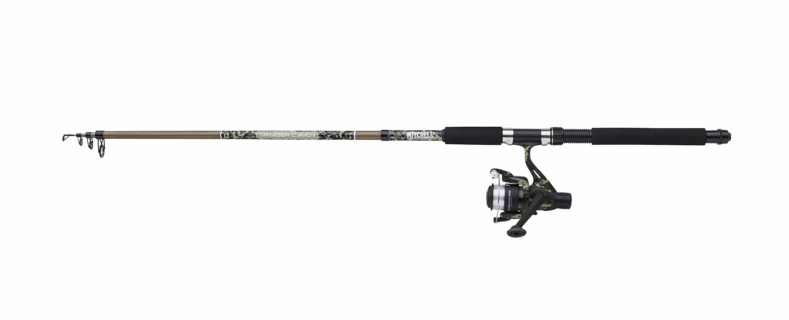Mitchell Tanager Camo II Telescopic Spinning Combo | Caña y Carrete compactos para Pescadores de Agua Dulce | Pesca de Depredadores | para Viajes, Listo para Pescar | Múltiples Opciones Disponibles
