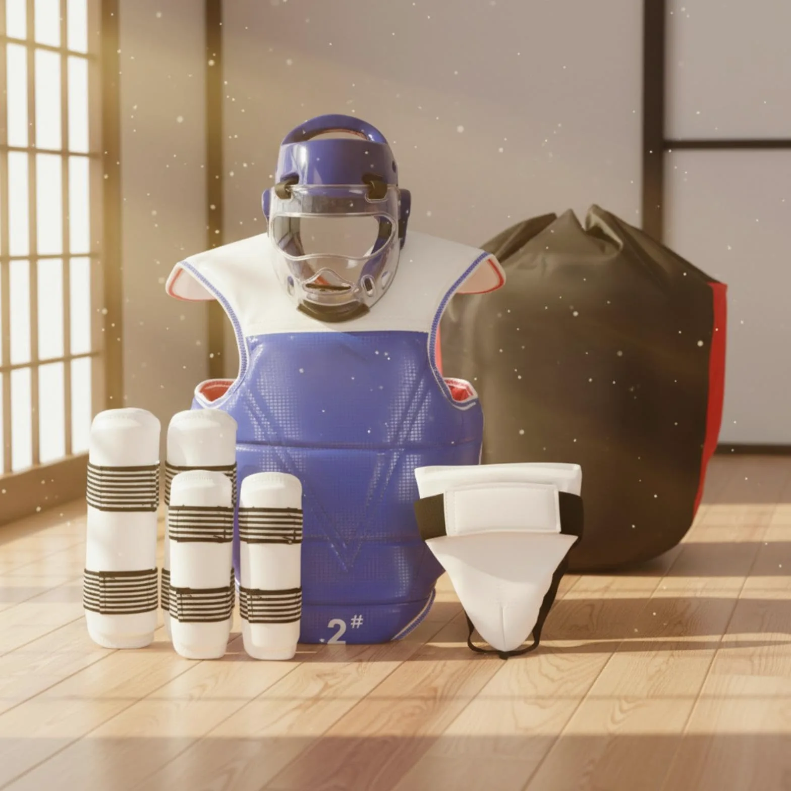 harayaa Conjunto de Equipamiento de Kárate, Equipo de Protección de Taekwondo Que Incluye Un Chaleco Protector de Espinillas para Boxeo.