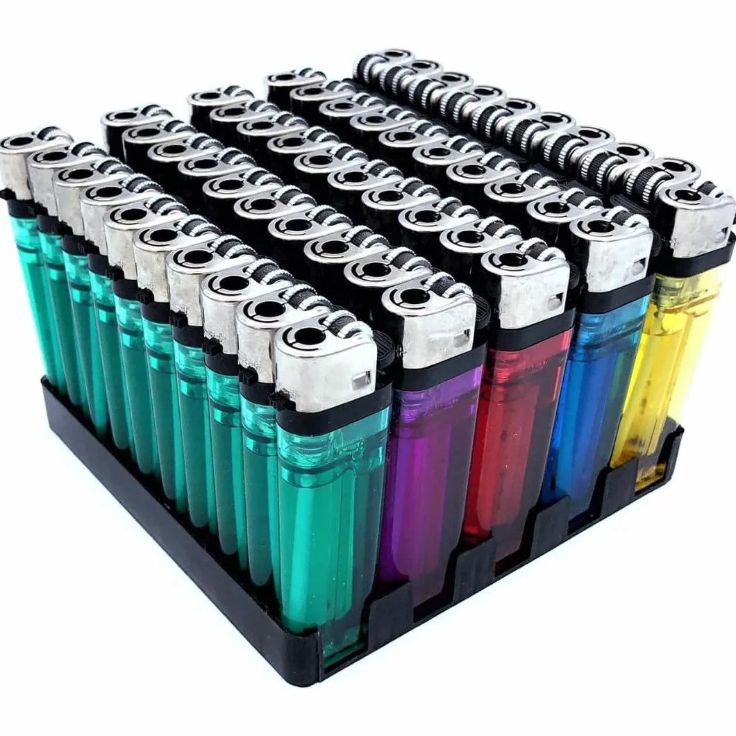 KROWN Pack de 50 Encendedores Desechables Transparentes de Plástico