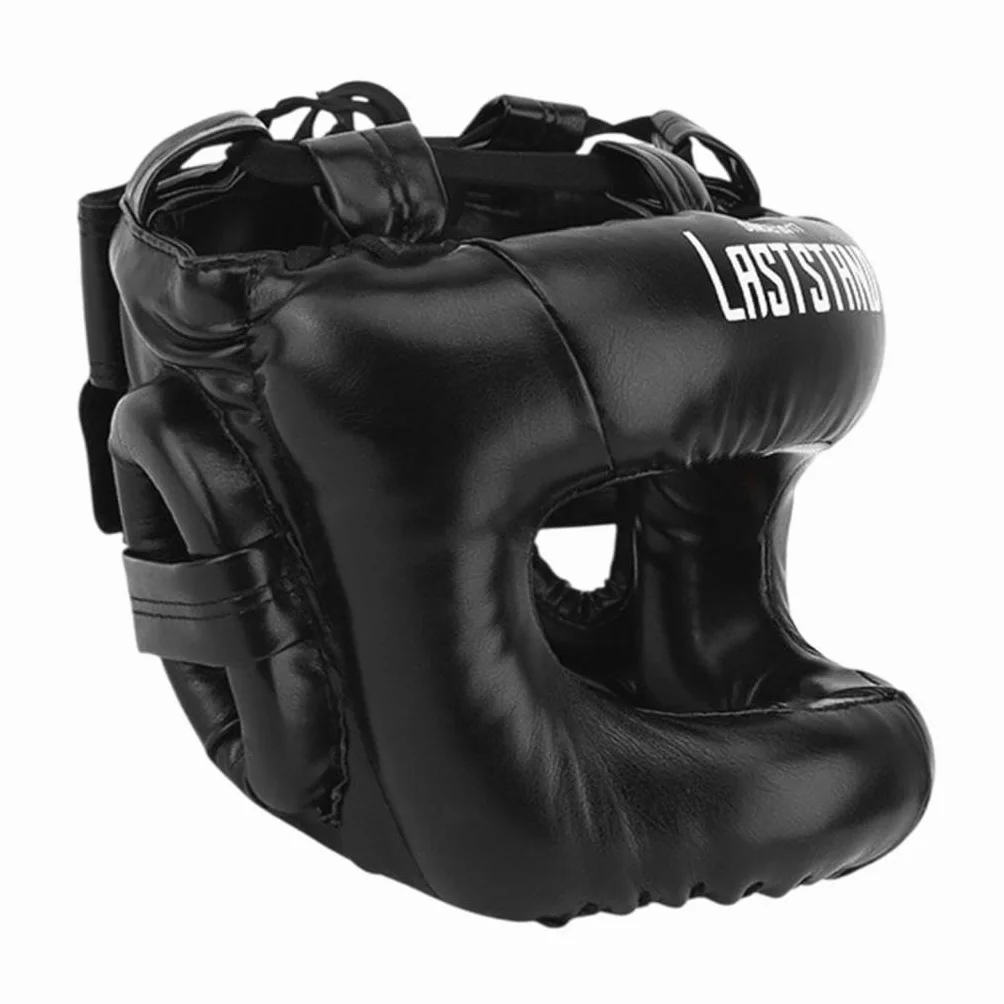Casco de Boxeo para Adultos Ajustable Negro Kickboxing MMA