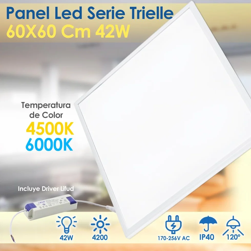 Ledme Pack de 2 Panel LED 60x60 cm 42W Blanco Frío 6000K 4200 lúmenes Empotrable