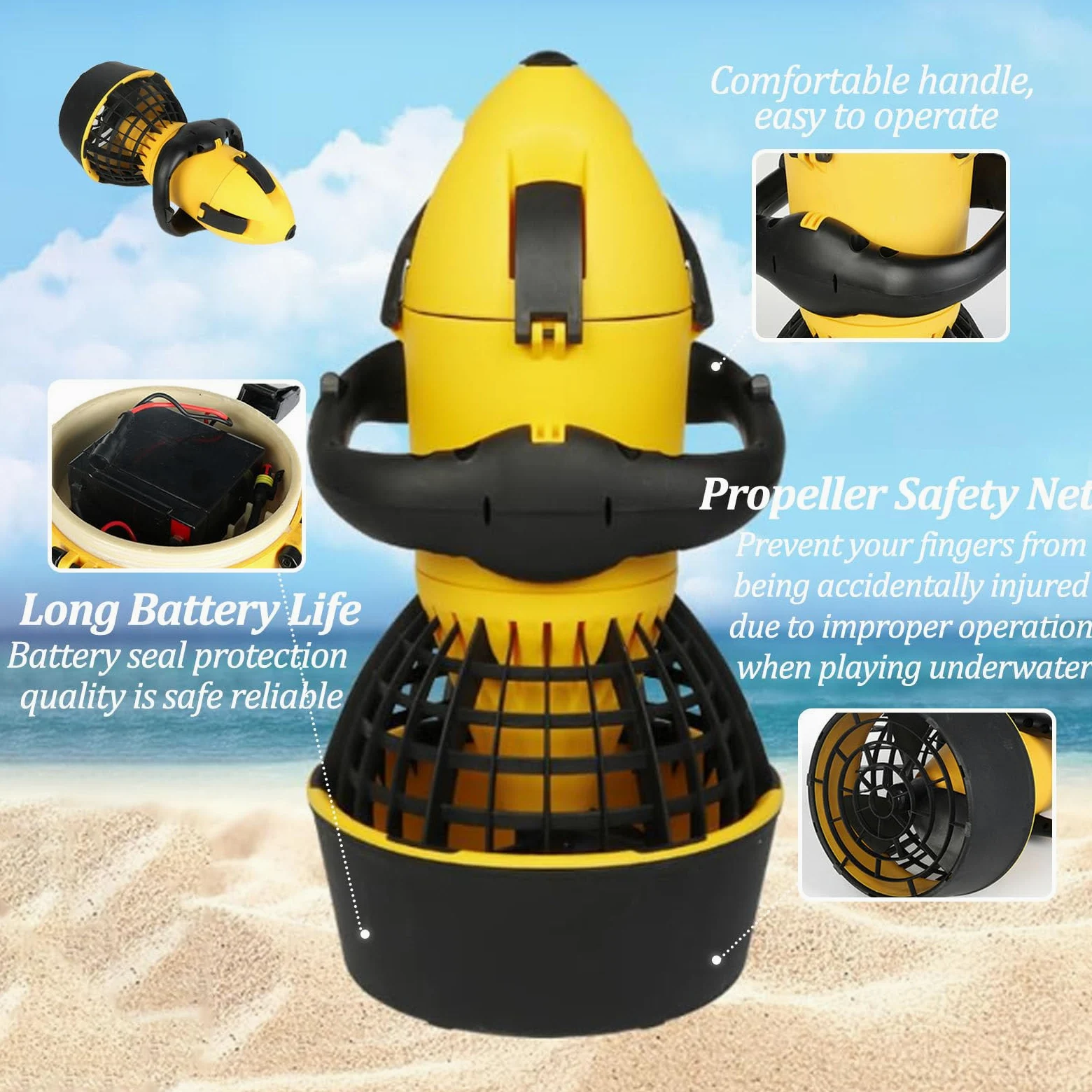 Equipo de buceo con hélice subacuática, 300 W/500 W, con batería de plomo-ácido, para deportes acuáticos, piscina, buceo, esnórquel y aventuras en el mar, 500 W