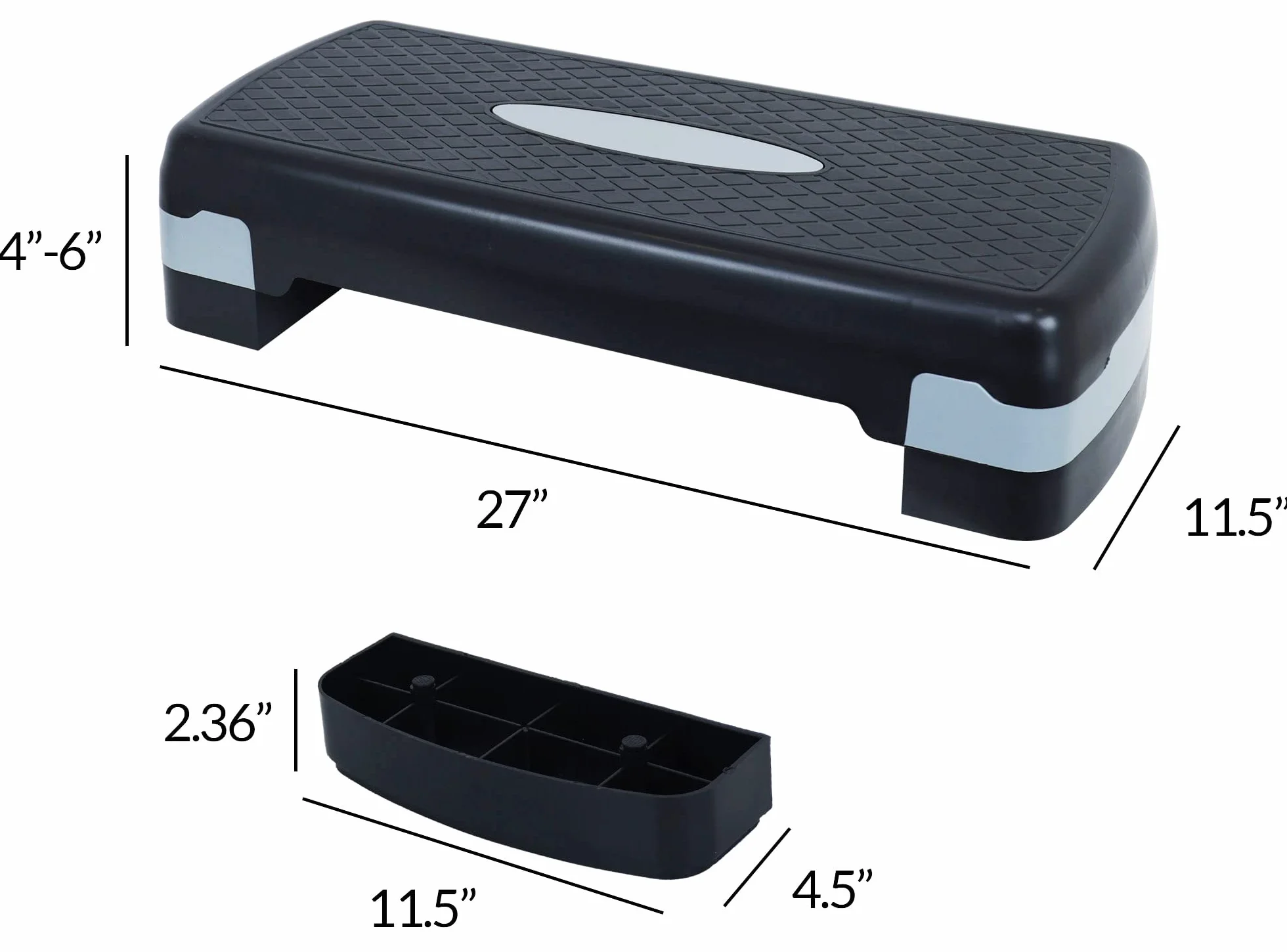Signature Fitness Entrenador aeróbico ajustable con plataforma escalonada, tamaño mediano, negro/gris