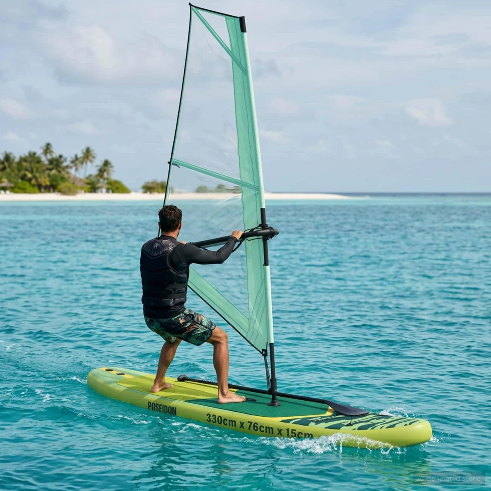 vidaXL Tabla hinchable de SUP con vela, de PVC, para exteriores, océano