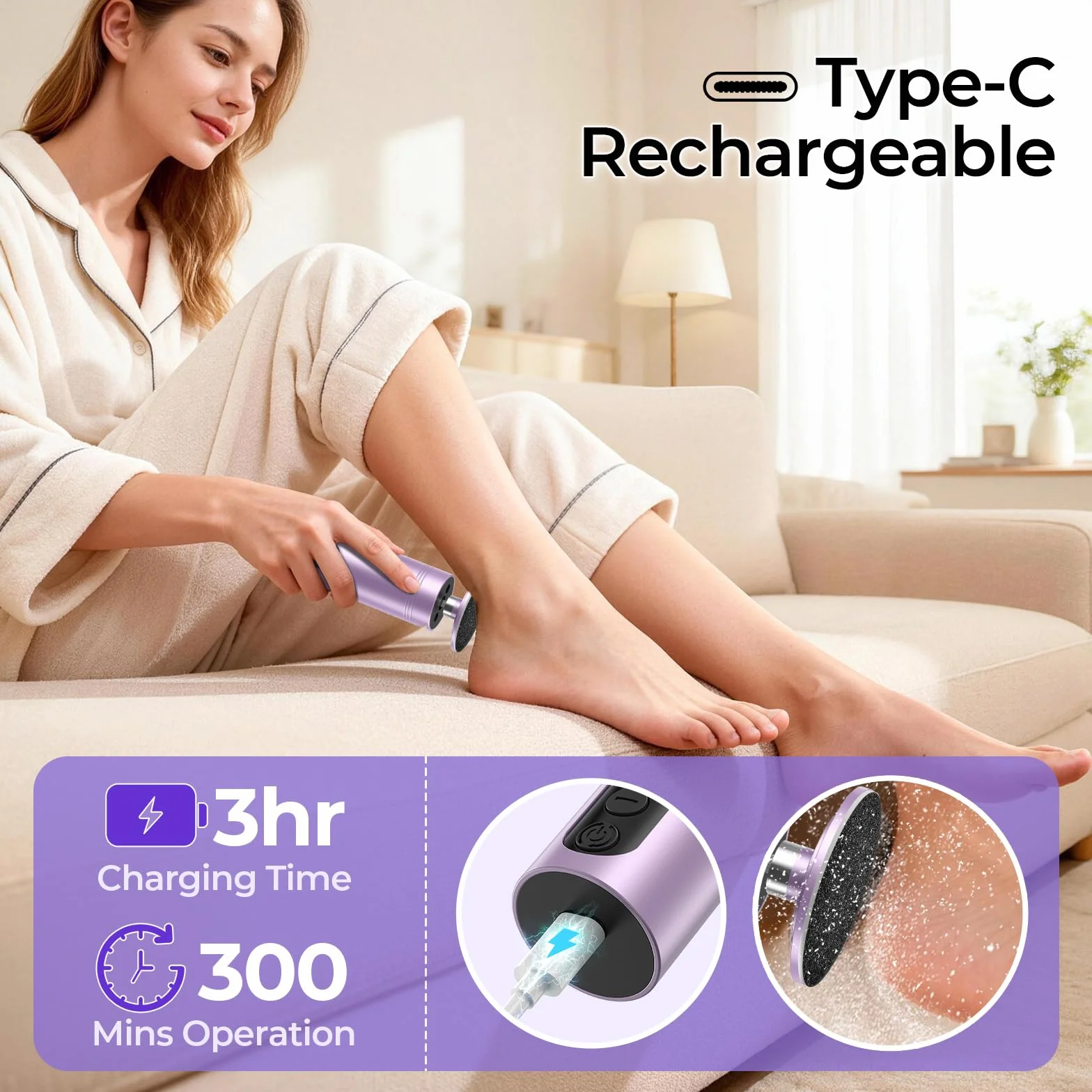 Lima Pies Electrica 2 en 1 Pedicura Profesional Quita Durezas Recargable Removedor de Callos