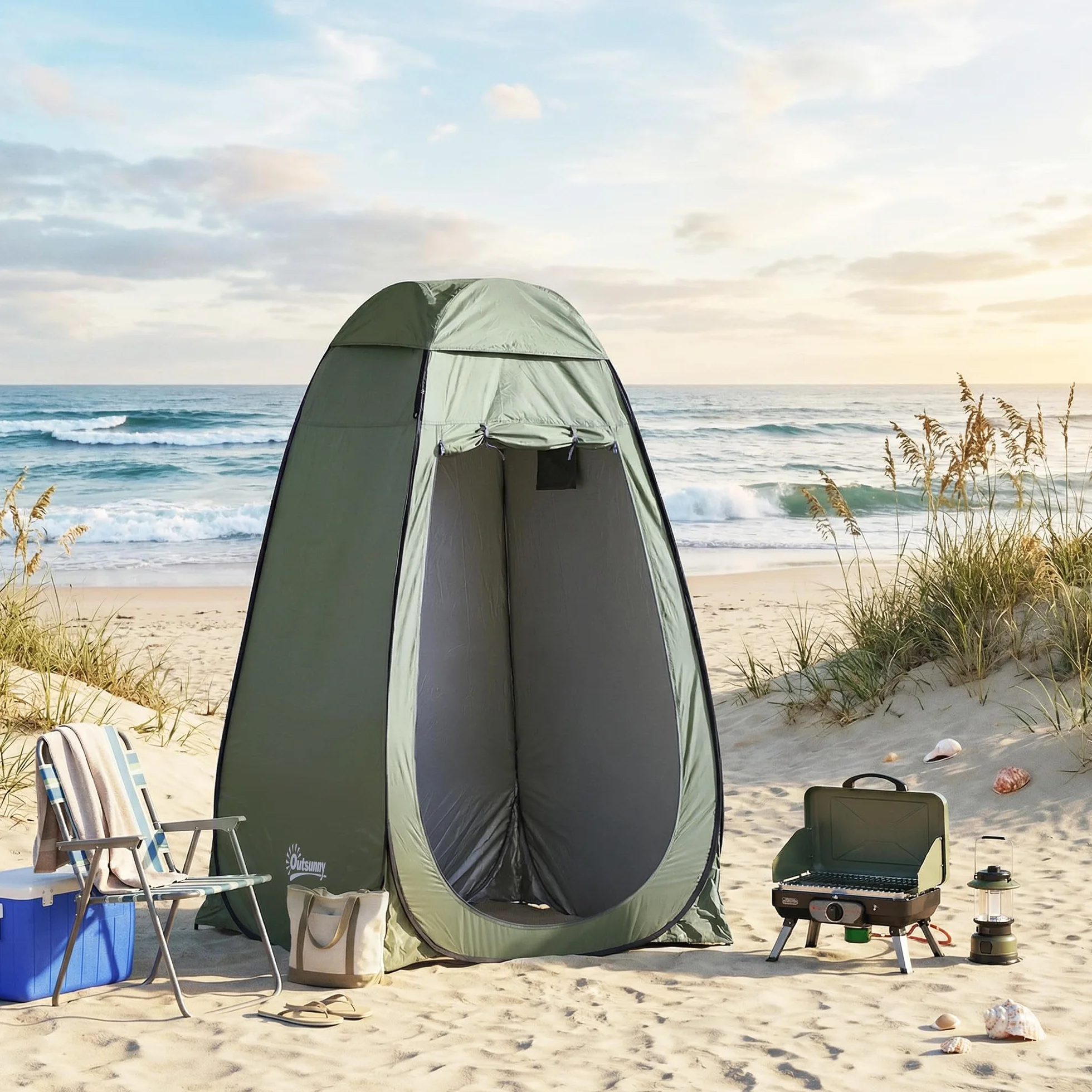 Outsunny Carpa Vestidor Plegable Portátil 120x120x190 cm con Funda