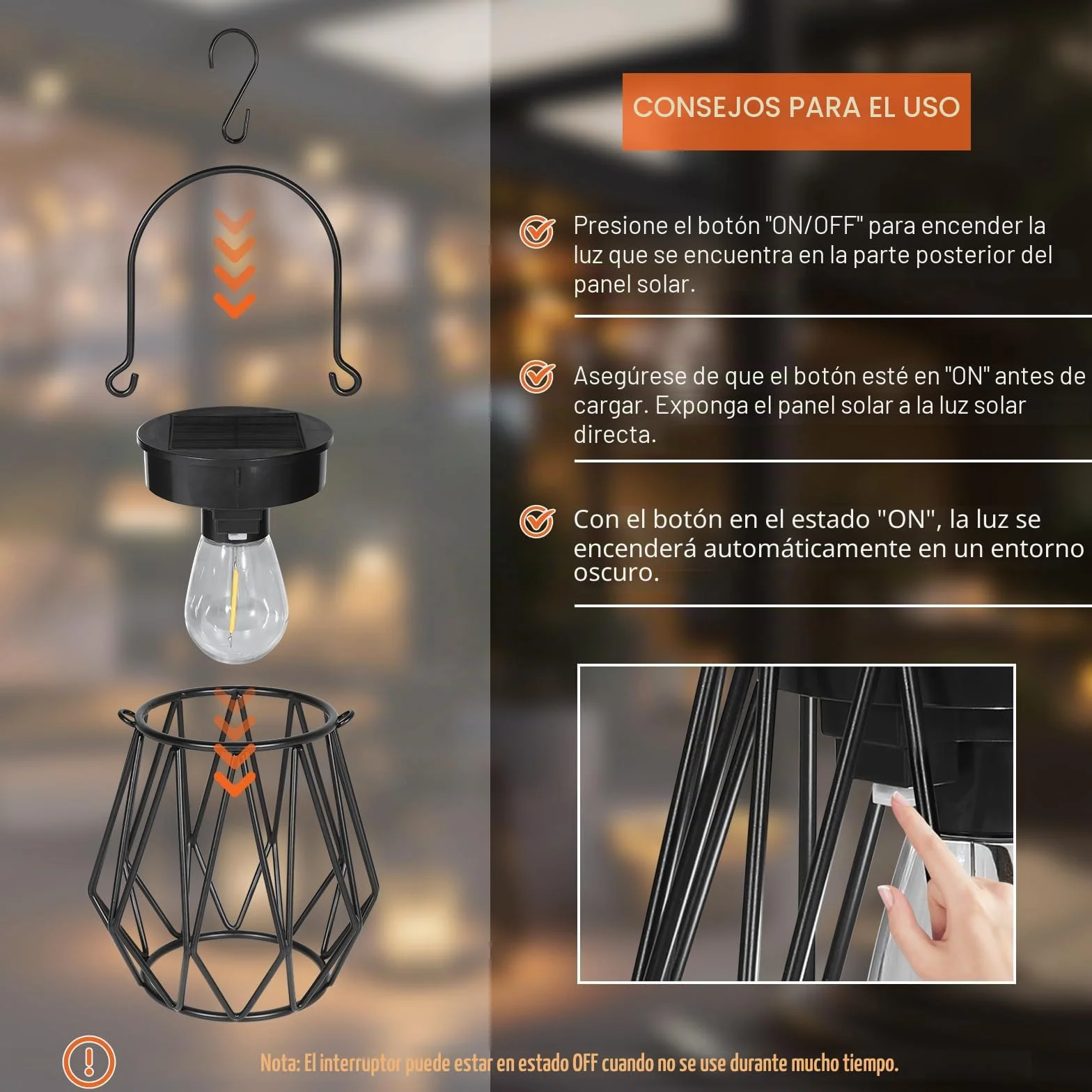 Farolillos Solares Exterior LED 2 Lamparas Solares Colgante Metal IP65 Impermeable Jardin