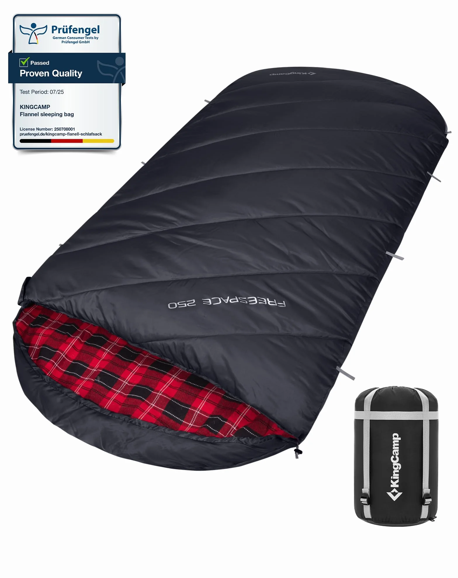 KingCamp Saco de Dormir XXL de Franela de Algodón para Adultos, Saco de Dormir Grande de Invierno para Camping 4 Estaciones, Viajes y Actividades al Aire Libre, 220x100cm