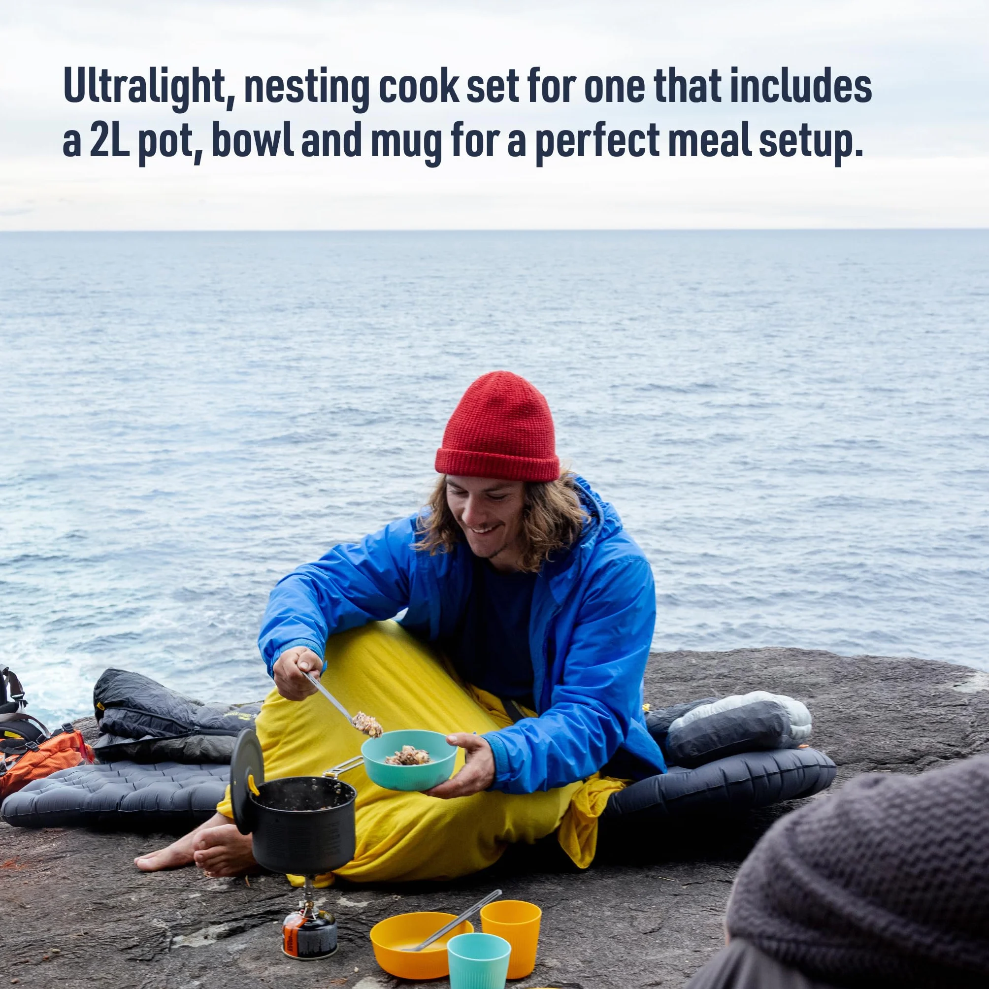 Sea to Summit Frontier UL One Pot Cook Set – 2L Pot + Medium Bowl + Insulated Mug blue-yellow