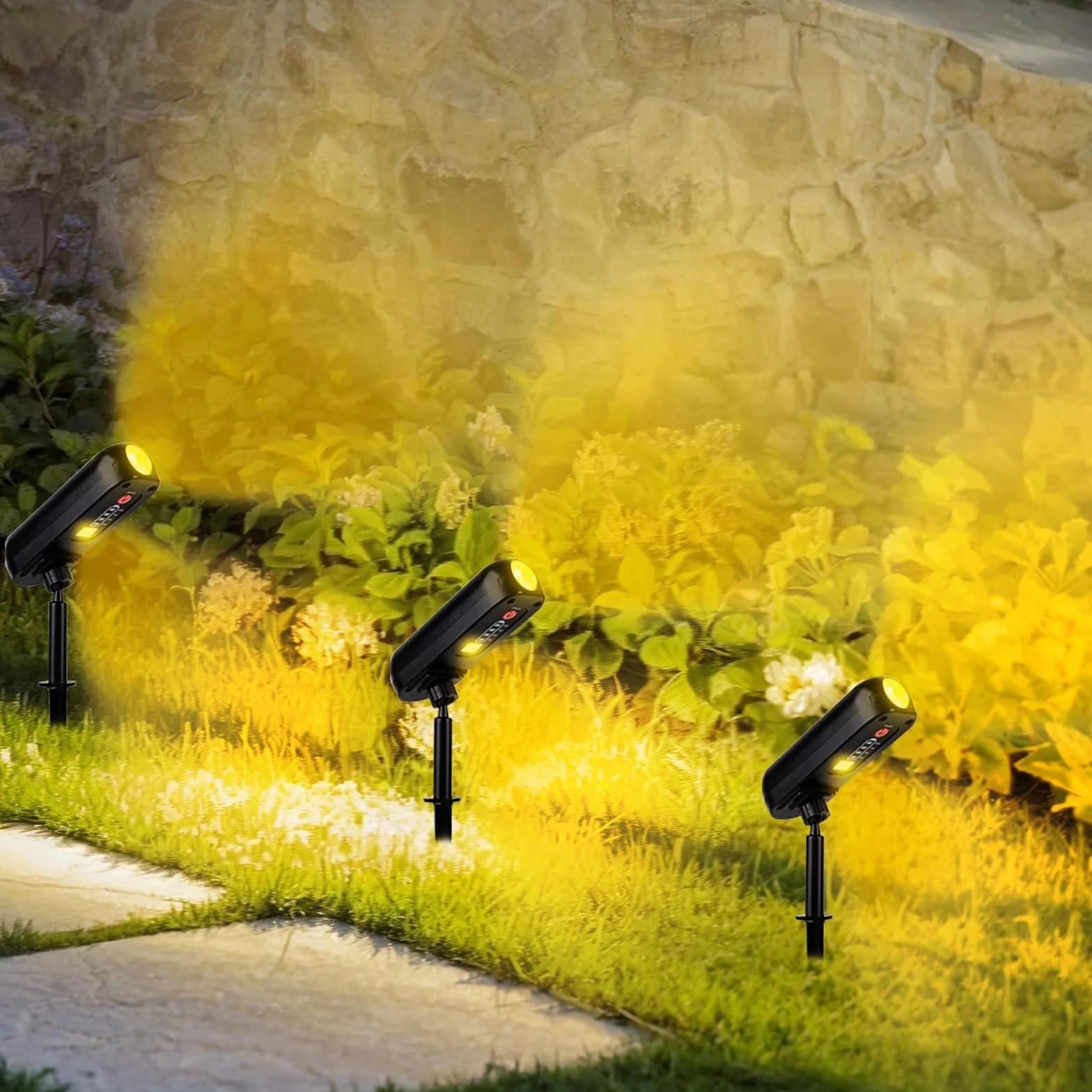 T-SUN 4 Piezas Luces Solares Exterior 3000K IP65 Impermeable 360° Ajustable