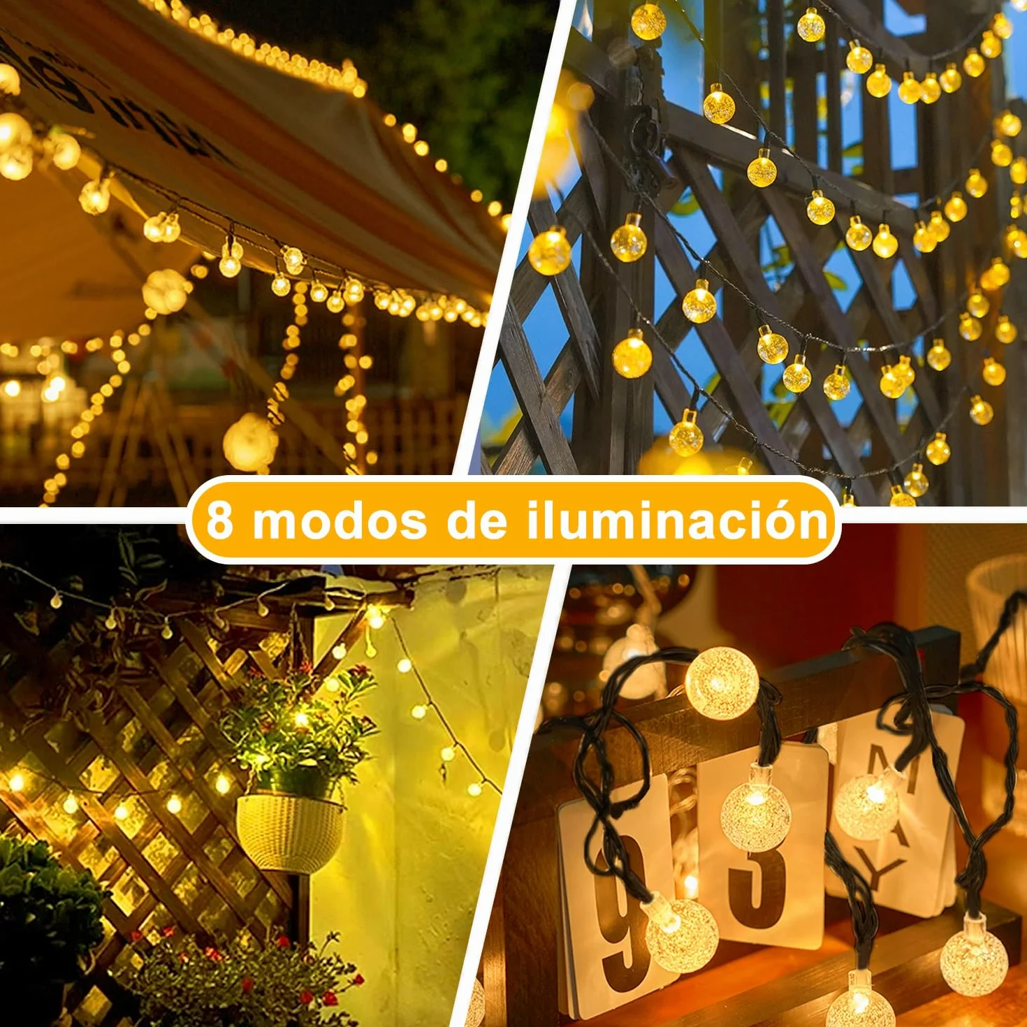 Taiyongkang Guirnaldas Luces Exterior Solar 30 LED 8 m IP65 Cadena de Luces Solares Blanco Cálido