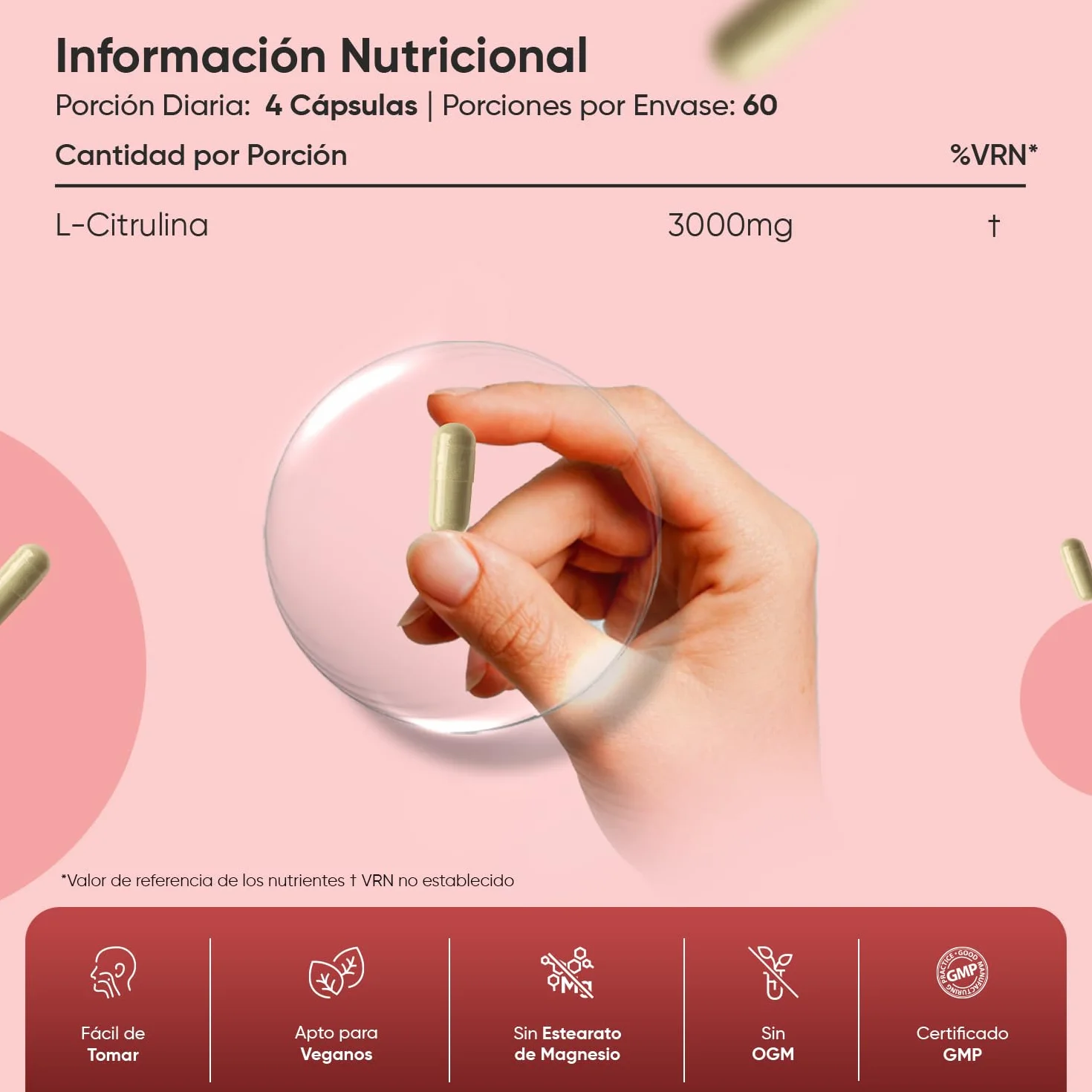 L Citrulina 3000mg 240 Cápsulas Veganas Suplemento Pre y Post Entrenamiento