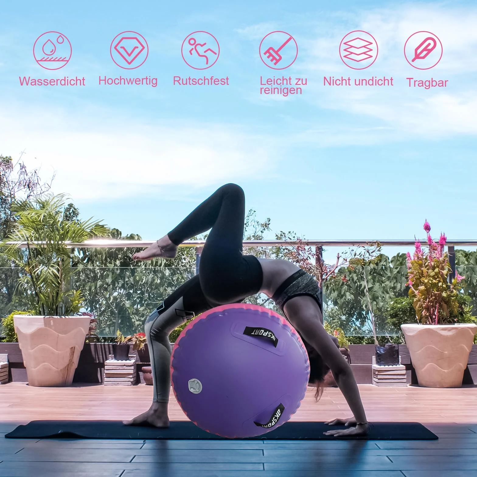 AKSPORT Air Roller Yoga Roller Inflable Air Barrel Gymnastics con Bomba de Aire