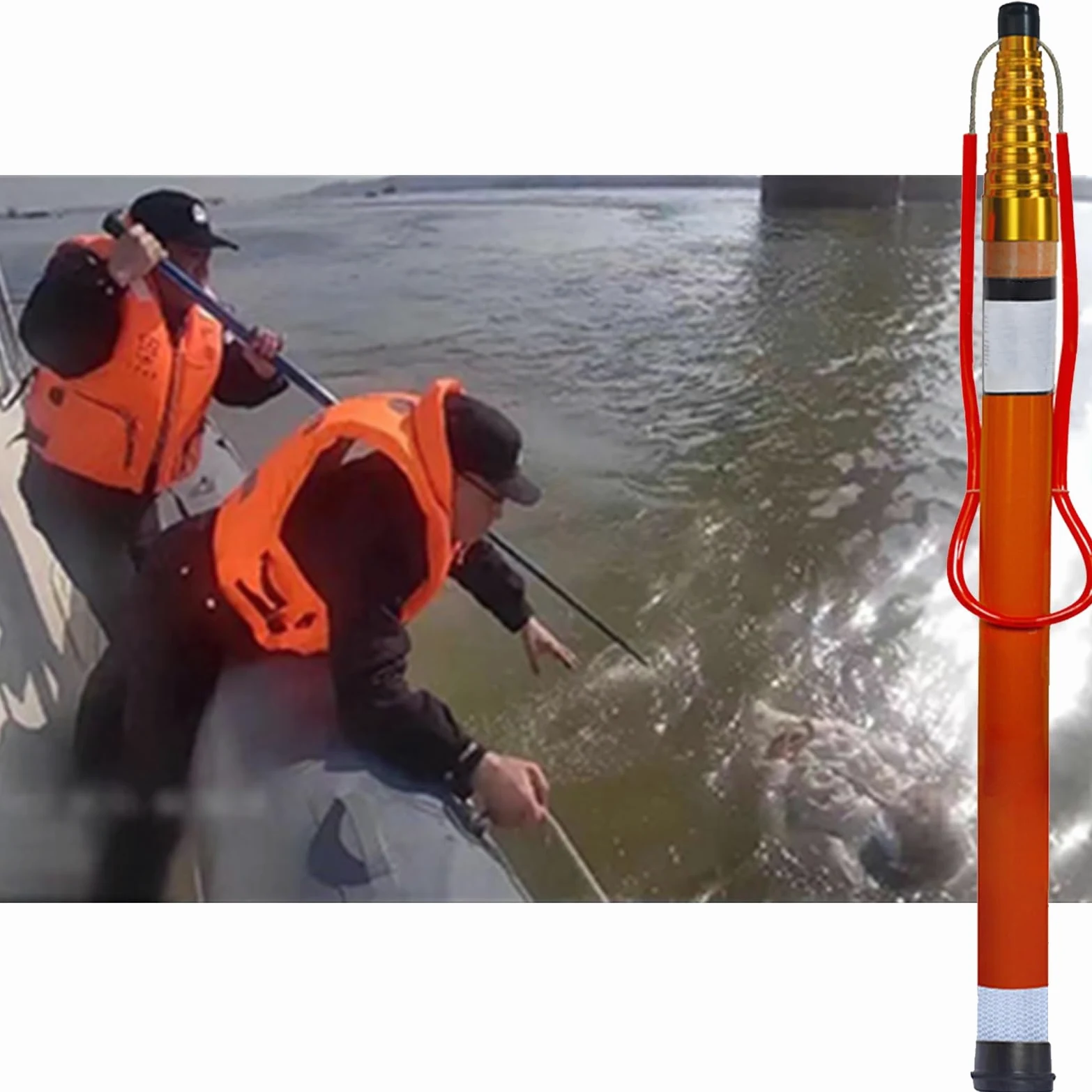 LXLZYXSF Palo Salvavidas Telescópico Poste Salvavidas Extensible para Muelles Yates Fibra De Vidrio Barra Salvavidas Equipos De Salvamento Acuático Postes De Piscina (Size : 1.2-4.5m(4.9ft-14.7ft) L)