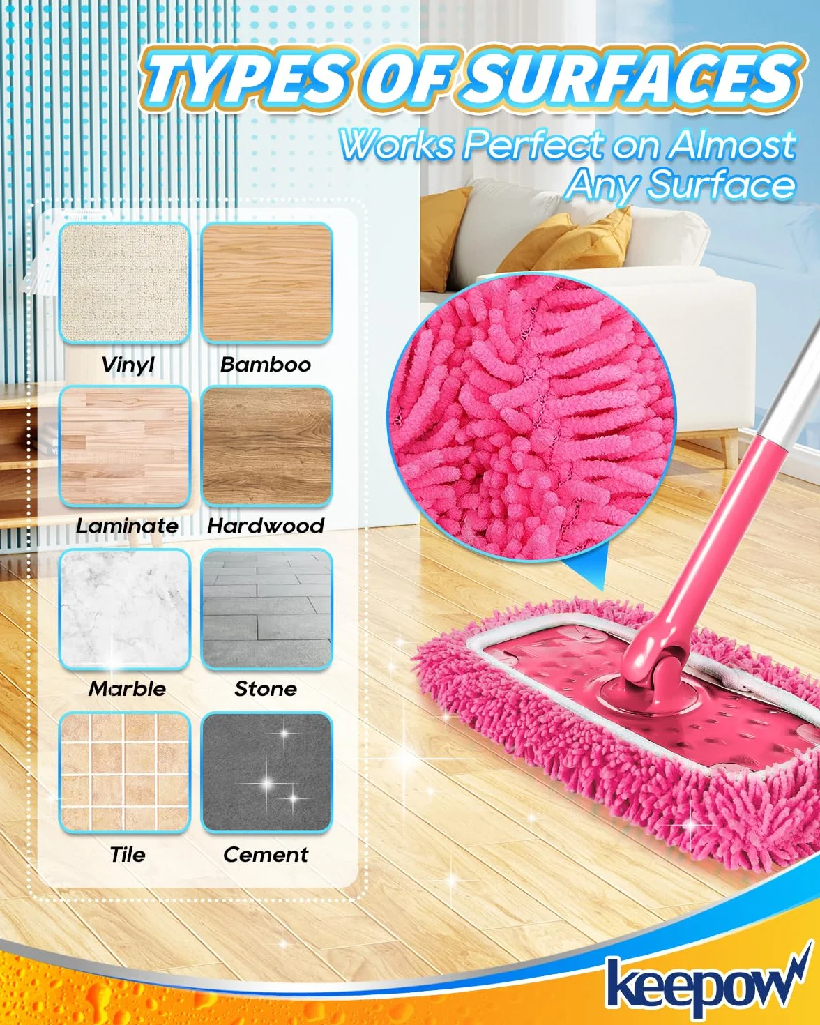 Toallitas de suelo reutilizables para Swiffer, microfibra rosa, 2 unidades, húmedas y secas, gran absorción de polvo