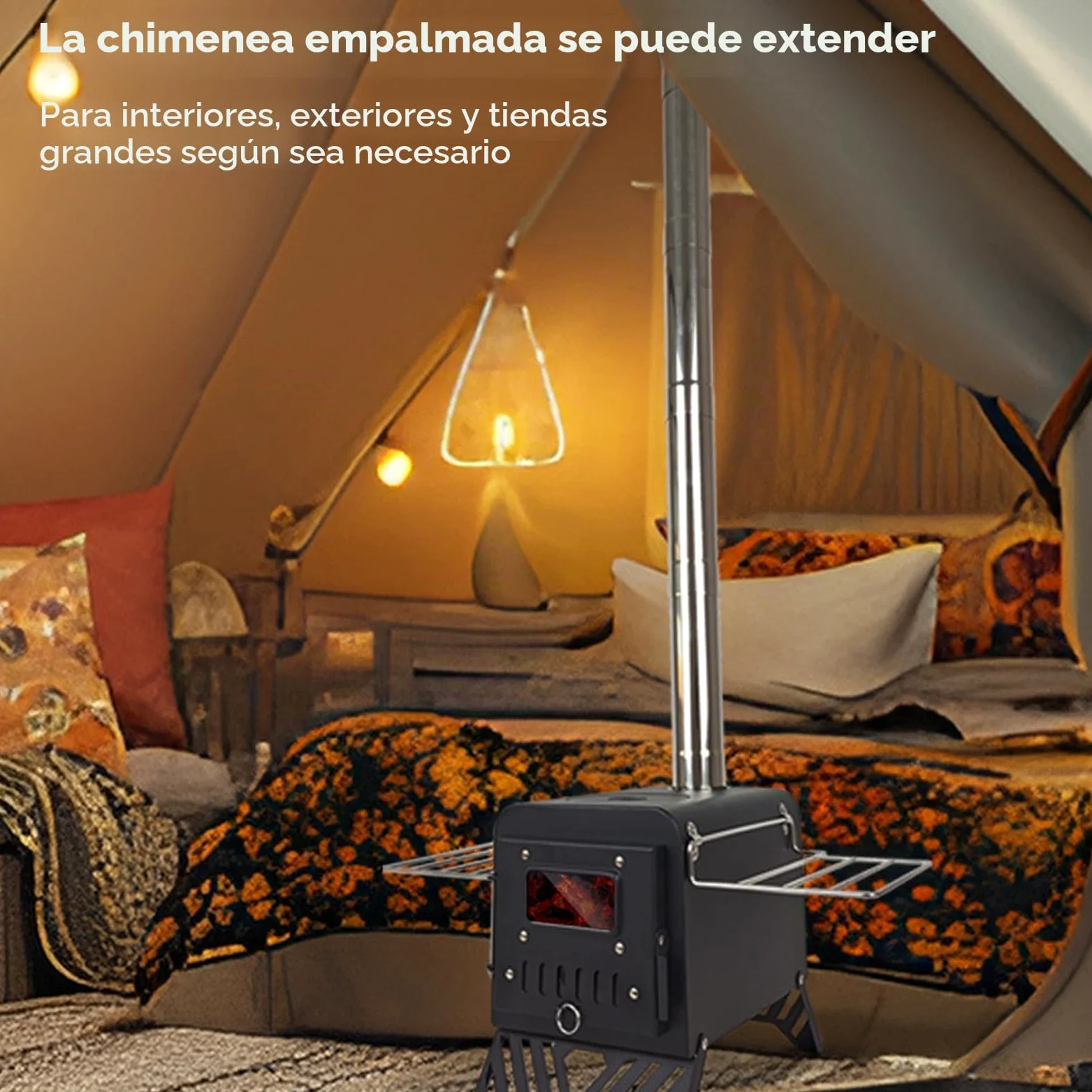 Estufa de Camping sin Humo, Estufa de Leña para Tienda de Campaña Estufa de Leña Portátil para Tiendas de Campaña, Camping, pesca y Senderismo Acampada