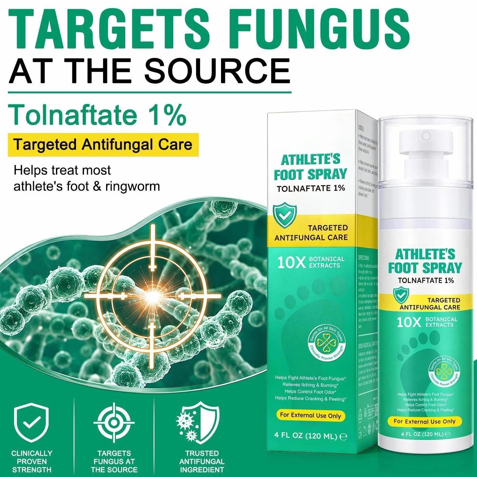 Spray para pies de atletas 120 ml calmante antipicazón cuidado de los pies