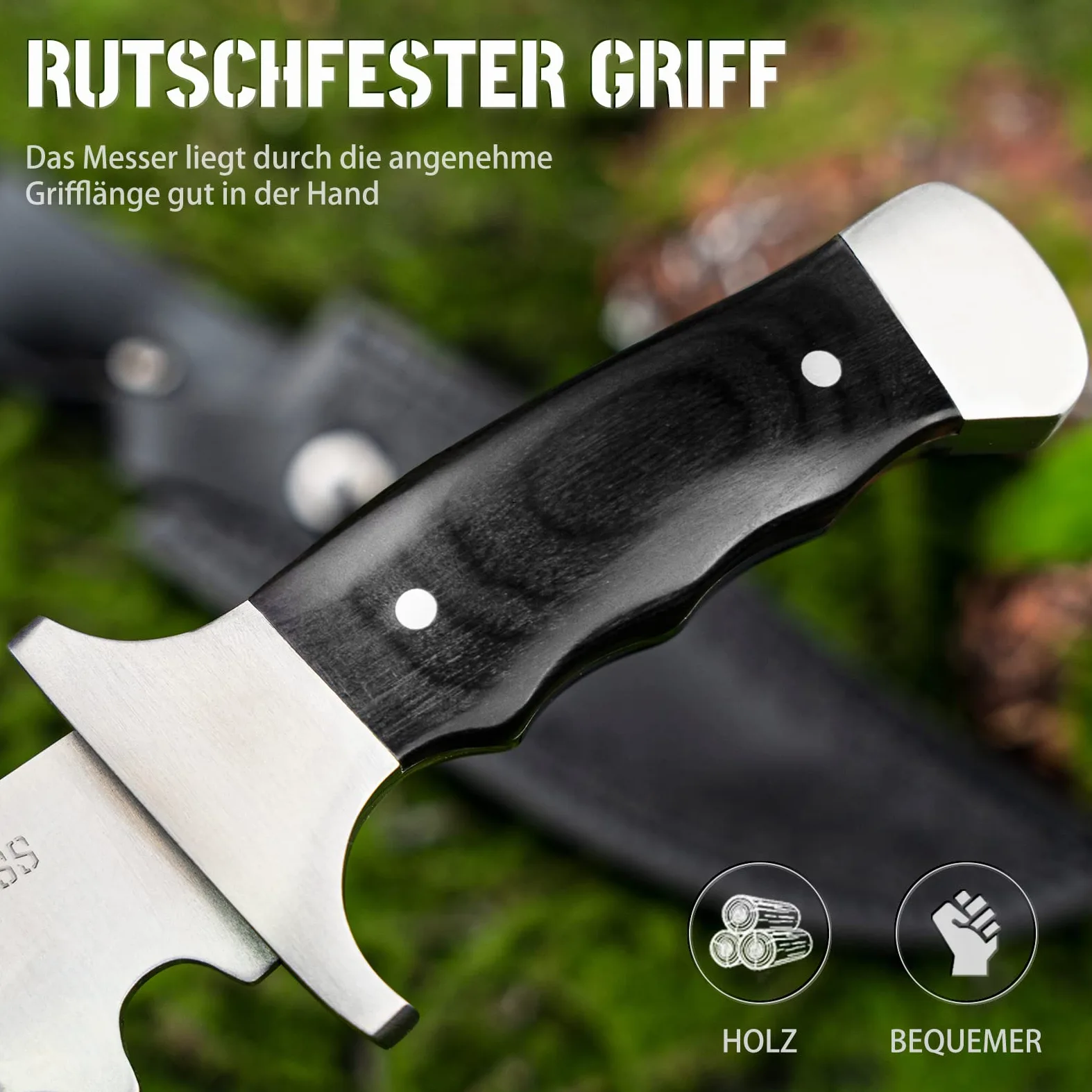 NedFoss TIGER cuchillo supervivencia, cuchillo bushcraft,cuchillo de caza,cuchillo camping,Hoja fija afilada para exteriores, full tang, acampada supervivencia