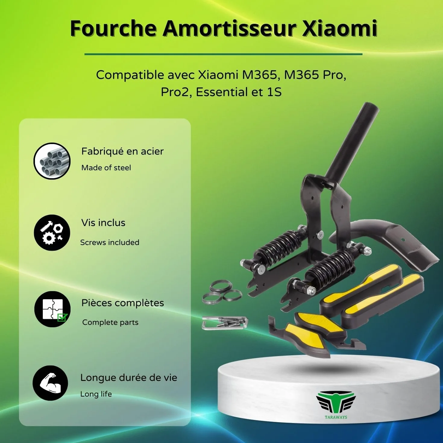 Horquilla amortiguadora delantera compatible con patinete Xiaomi M365/1S / Essential Lite/Pro/Pro 2