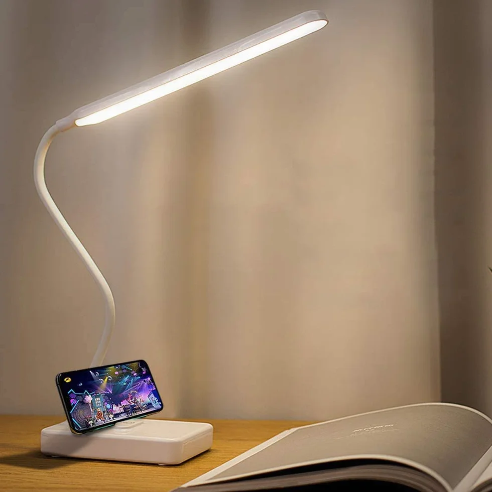 Lámpara LED de escritorio recargable 2000mAh, luz lectura inalámbrica, control táctil 3 colores, 6 brillo ajustable