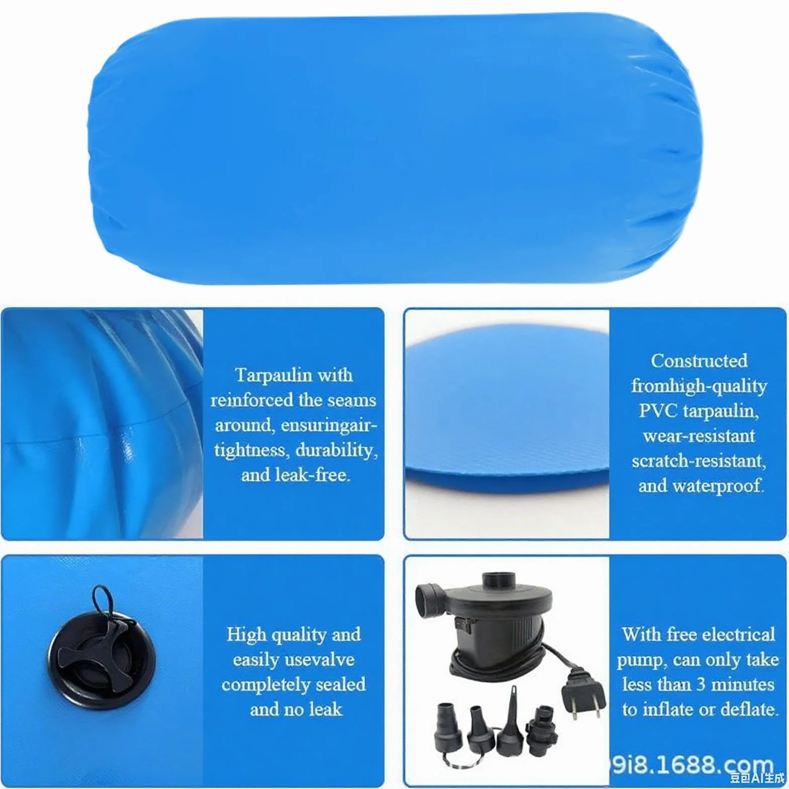 Barril de aire inflable para gimnasia con bomba, tapete de caída, entrenamiento