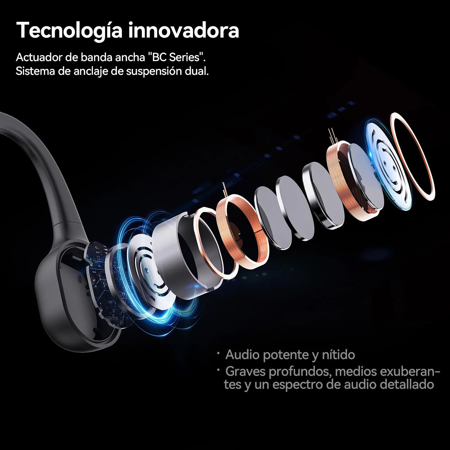 Mojawa Run Plus Auriculares de Conducción Ósea, Diseño Abierto, Bluetooth 5.2, MP3 32GB, IP68 Impermeables, Micrófono ENC, para Natación, Running, Ciclismo, Senderismo, Gimnasio y Uso Diario – Naranja