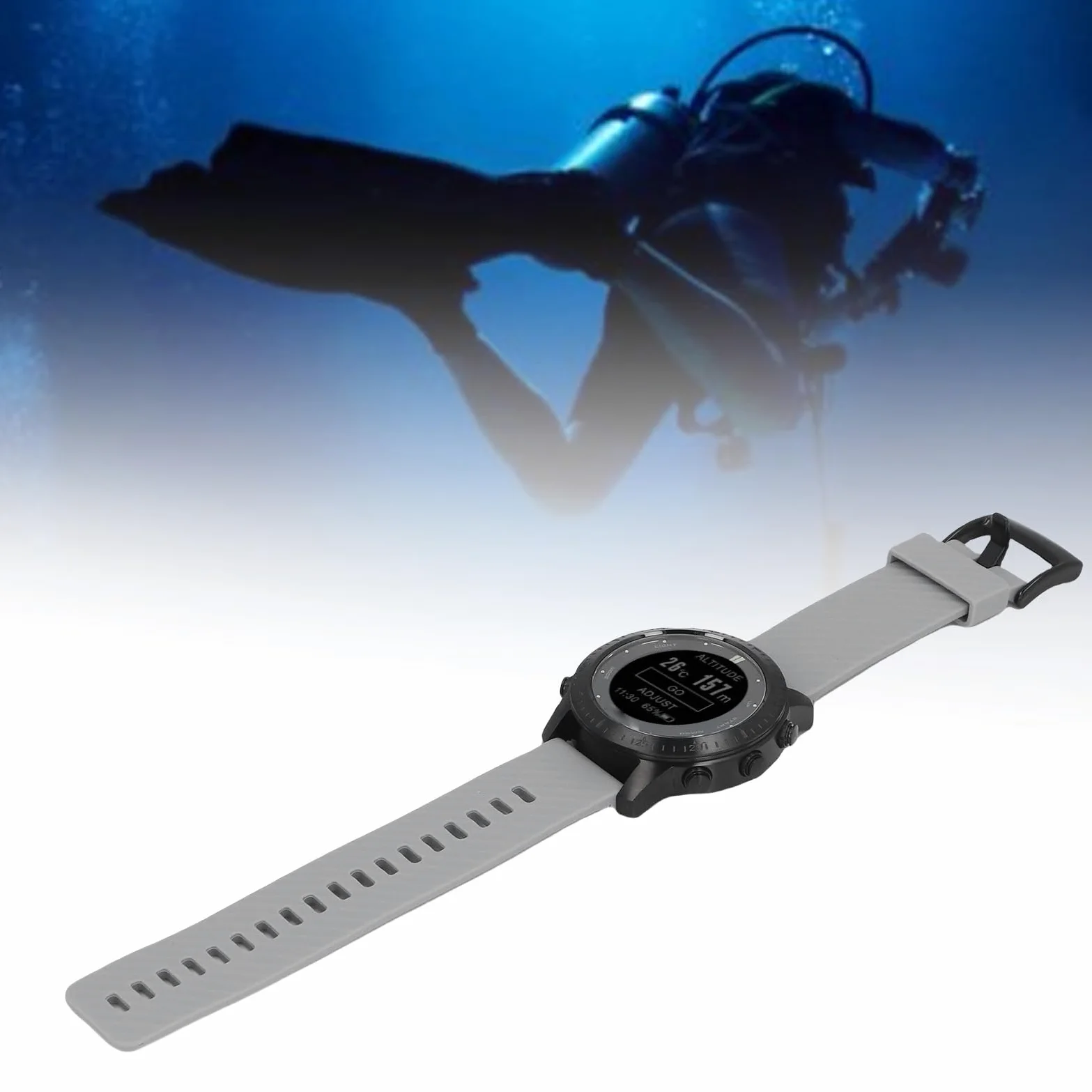 Reloj de Pulsera de Buceo Reloj Deportivo Inteligente con Bluetooth 100 M Computadora de Buceo para Hombres Aleación Ligera de Ti con Correa Gris Claro