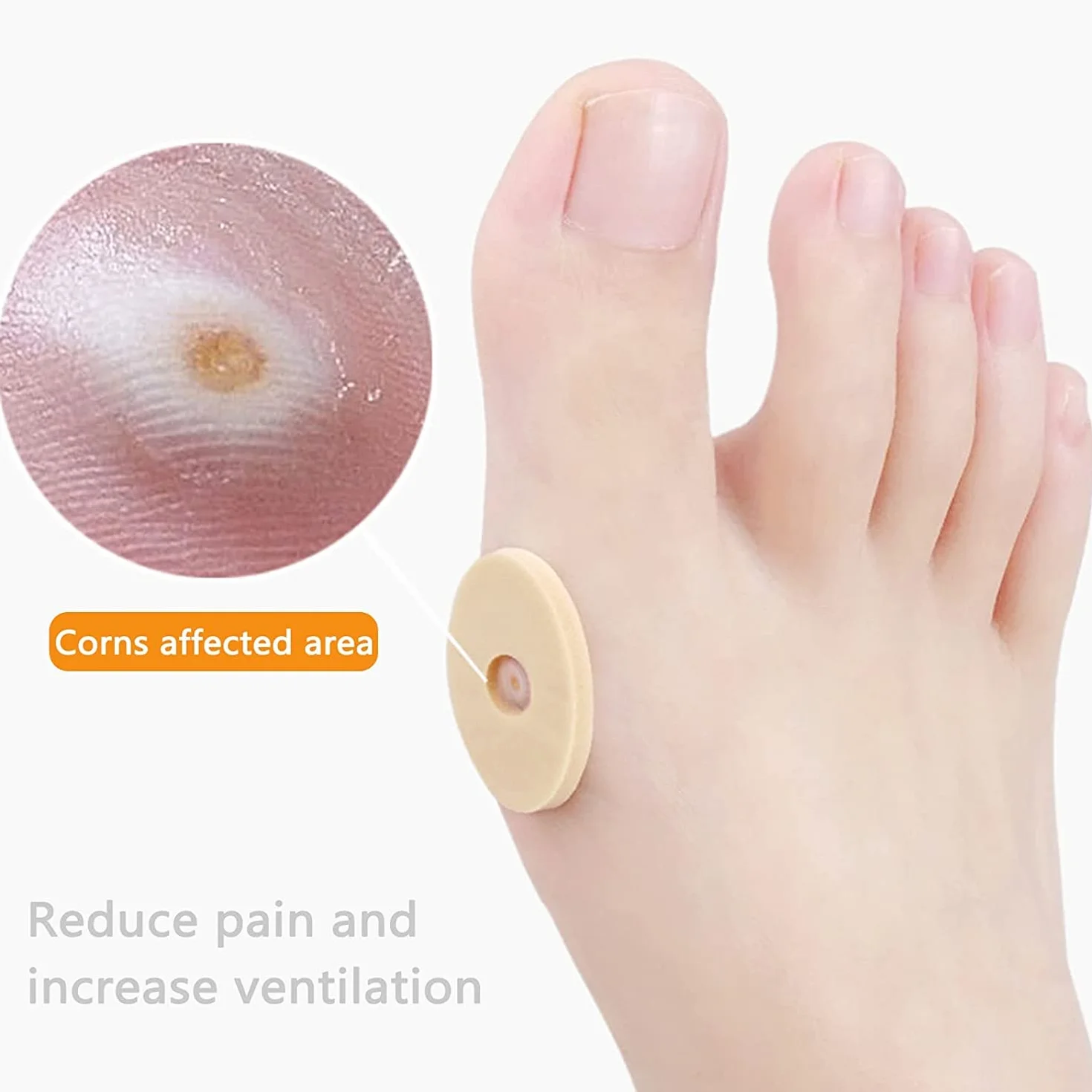 Almohadillas autoadhesivas para callos, 90 cojines de maíz de espuma de látex suave, antifricción, reducen dolor de pies y talón