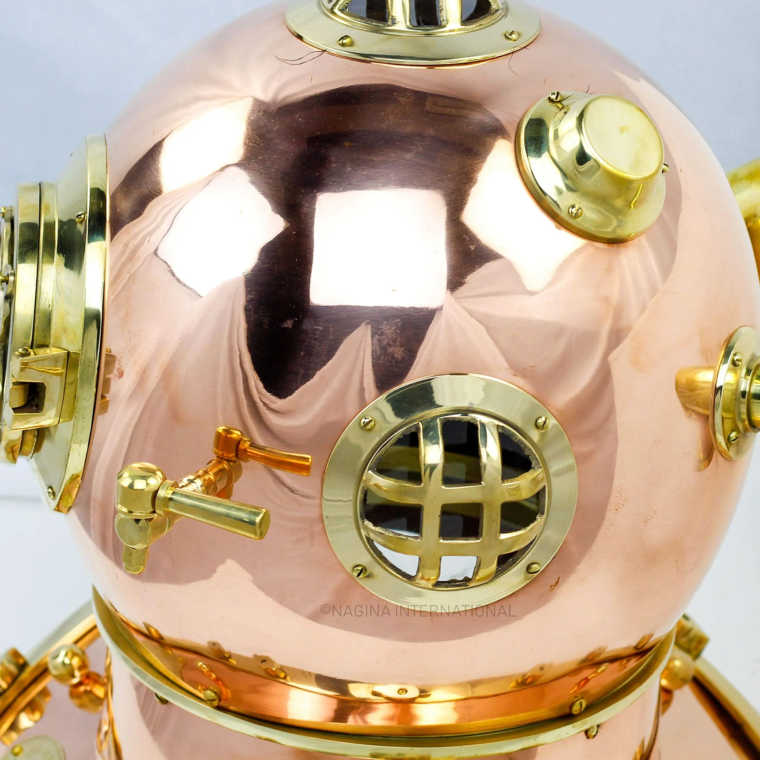 Casco náutico de buceo de 12 pulgadas | Casco decorativo de barco marítimo | Nagina International (12 pulgadas, cobre pulido)